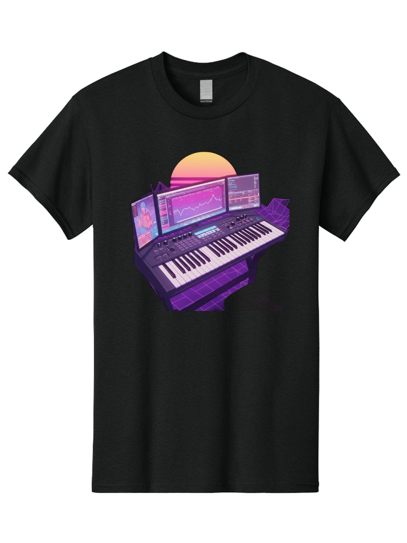Synthesizer Men'S Graphic Tee, 100% Cotton, Comfortable Casual Summer Wear, Machine Washable, Synthesizer Keyboard, Music Production, Digital Audio Workstation, Sound Design, Electronic Music, Midi Controller, Waveform, Music Technology, Bac509 10