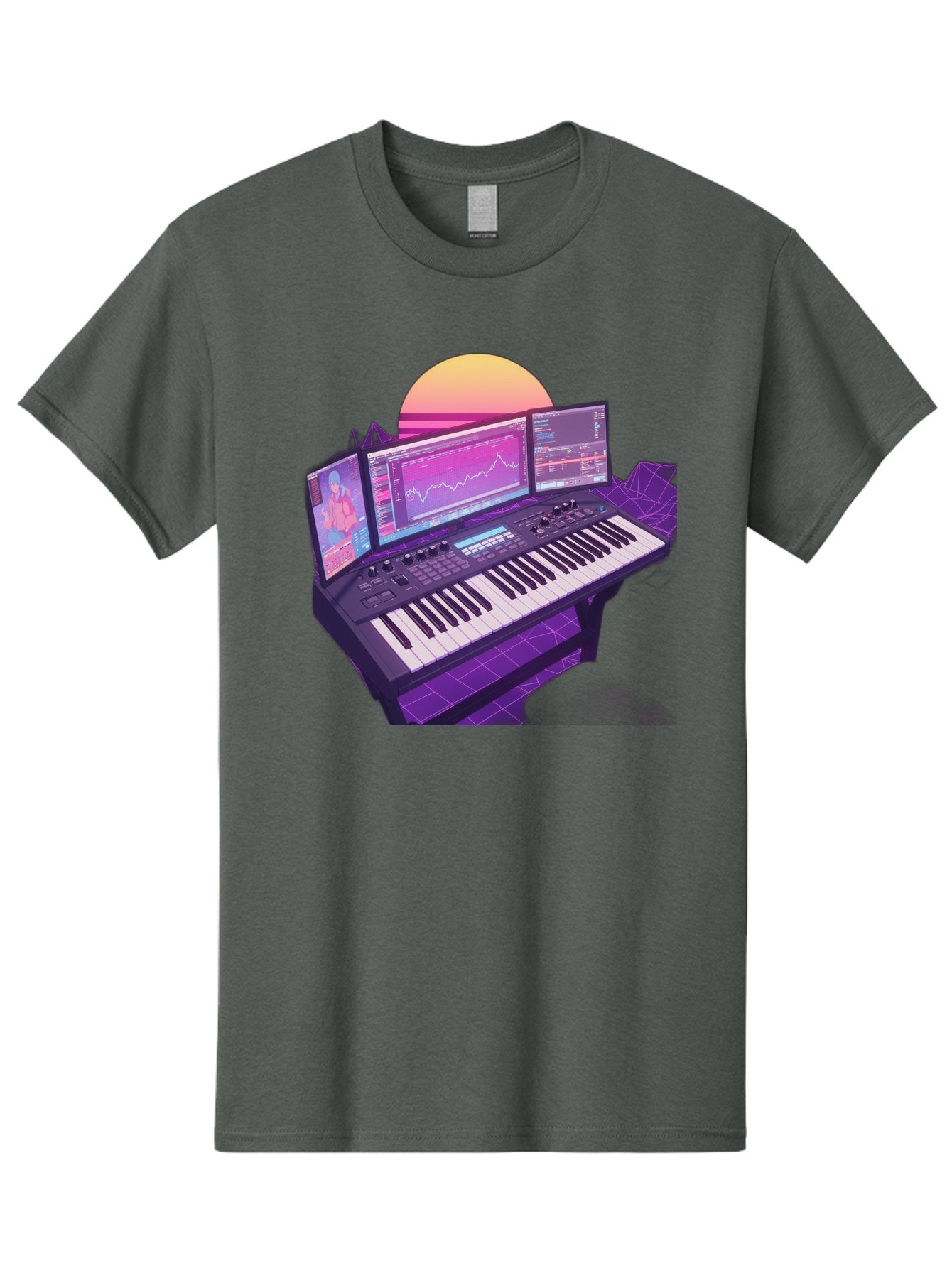 Synthesizer Men'S Graphic Tee, 100% Cotton, Comfortable Casual Summer Wear, Machine Washable, Synthesizer Keyboard, Music Production, Digital Audio Workstation, Sound Design, Electronic Music, Midi Controller, Waveform, Music Technology, Bac509 3