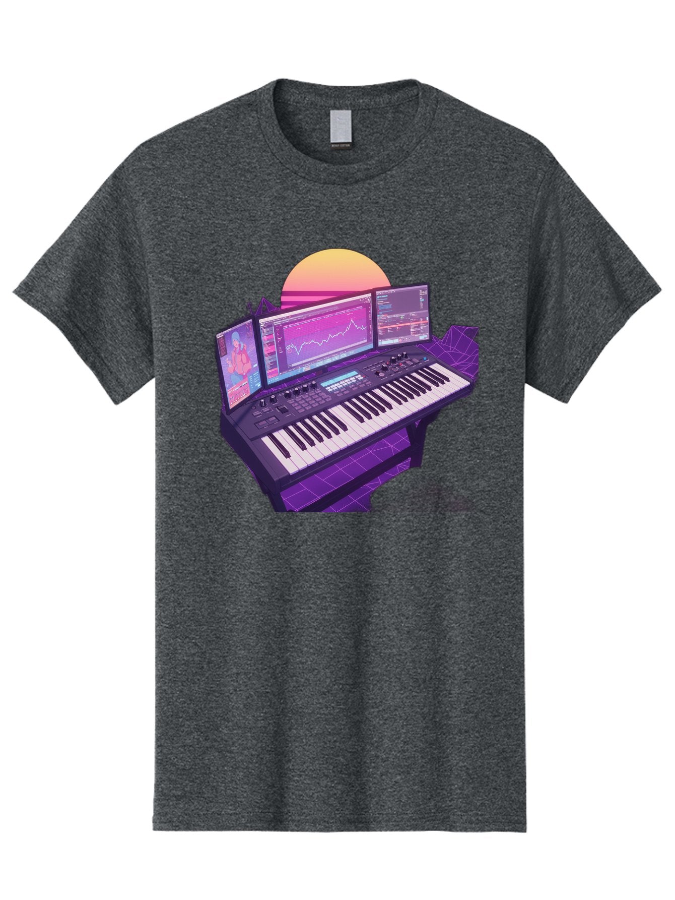 Synthesizer Men'S Graphic Tee, 100% Cotton, Comfortable Casual Summer Wear, Machine Washable, Synthesizer Keyboard, Music Production, Digital Audio Workstation, Sound Design, Electronic Music, Midi Controller, Waveform, Music Technology, Bac509 7