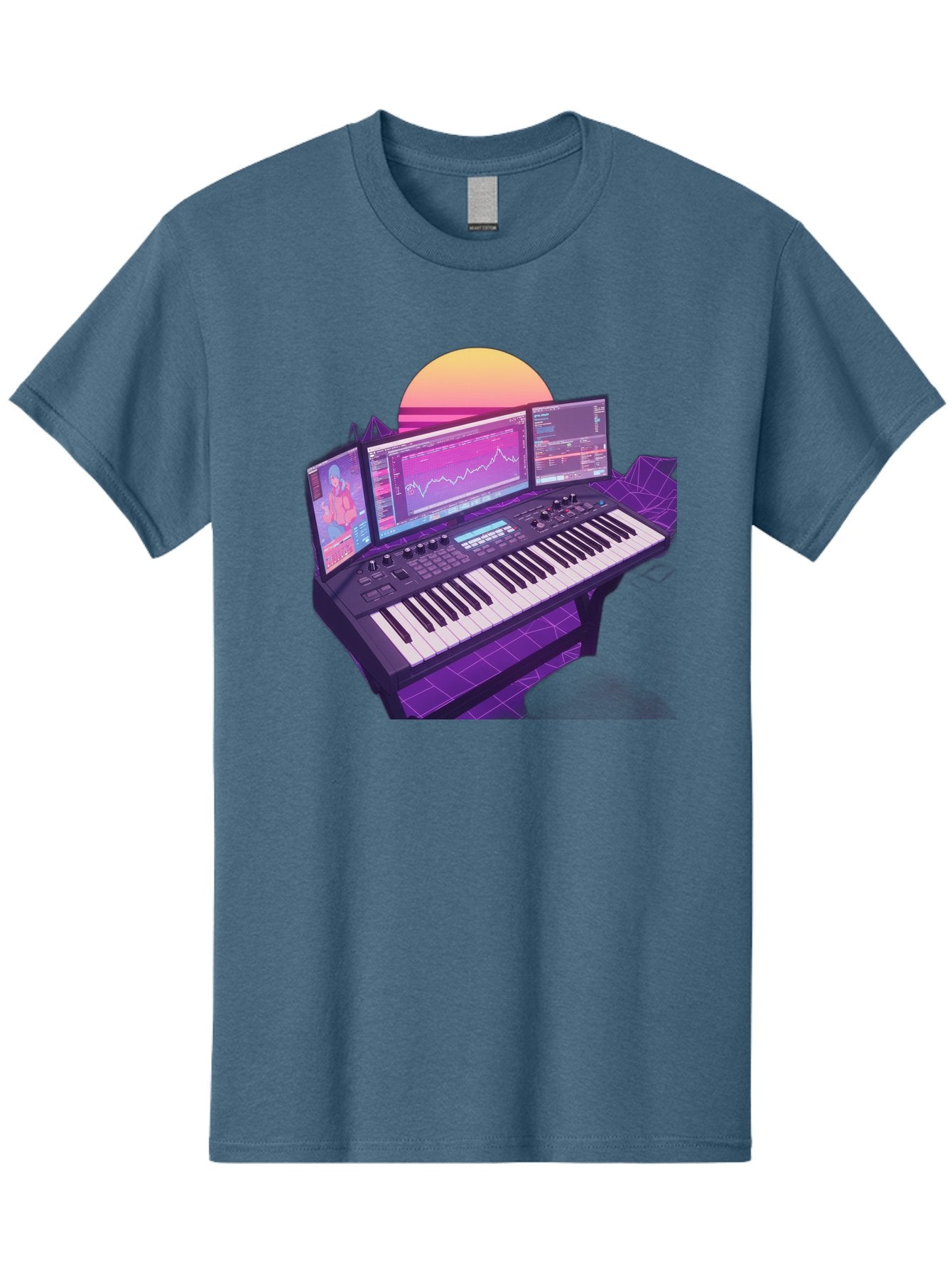 Synthesizer Men'S Graphic Tee, 100% Cotton, Comfortable Casual Summer Wear, Machine Washable, Synthesizer Keyboard, Music Production, Digital Audio Workstation, Sound Design, Electronic Music, Midi Controller, Waveform, Music Technology, Bac509