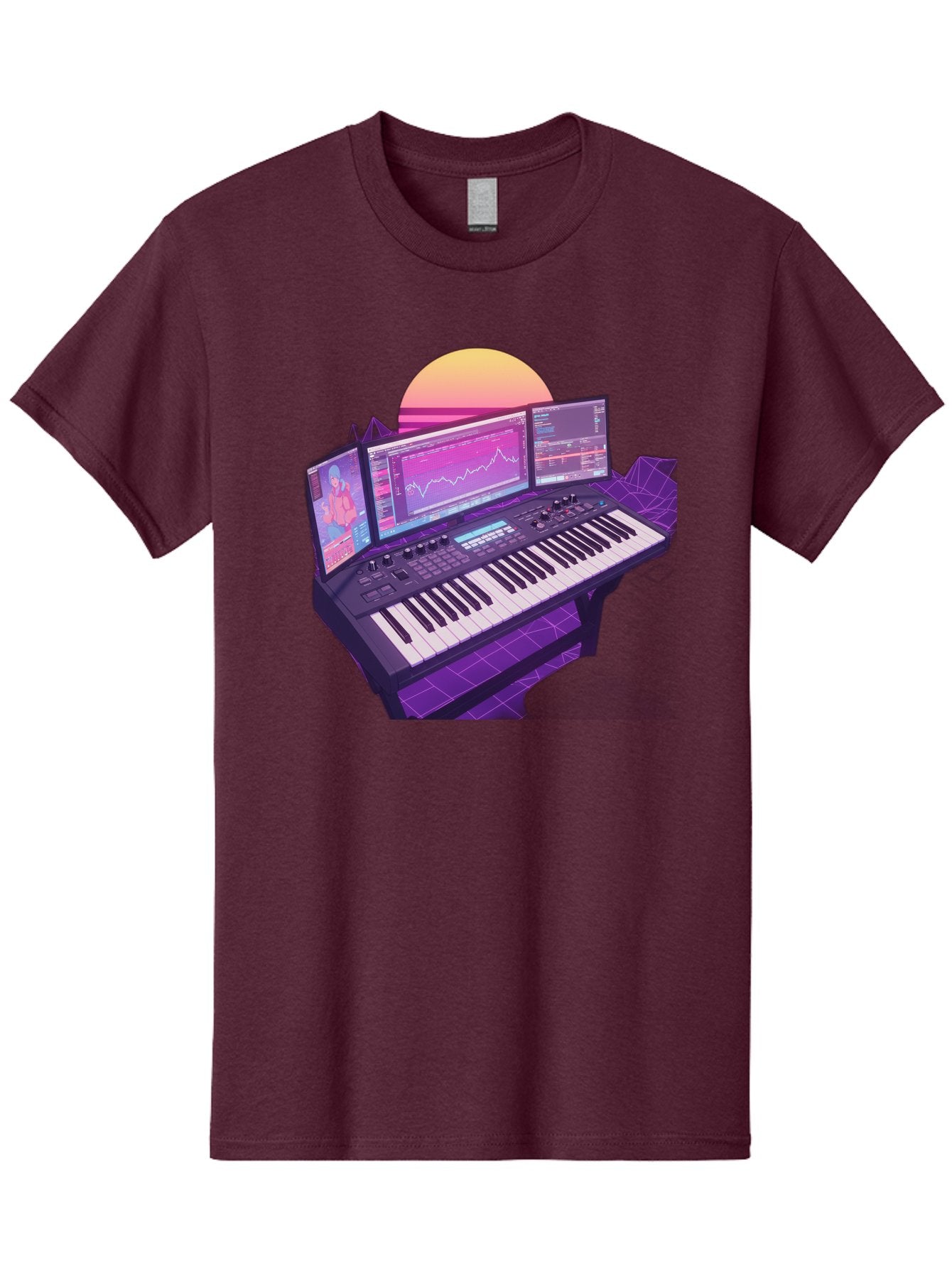 Synthesizer Men'S Graphic Tee, 100% Cotton, Comfortable Casual Summer Wear, Machine Washable, Synthesizer Keyboard, Music Production, Digital Audio Workstation, Sound Design, Electronic Music, Midi Controller, Waveform, Music Technology, Bac509 12