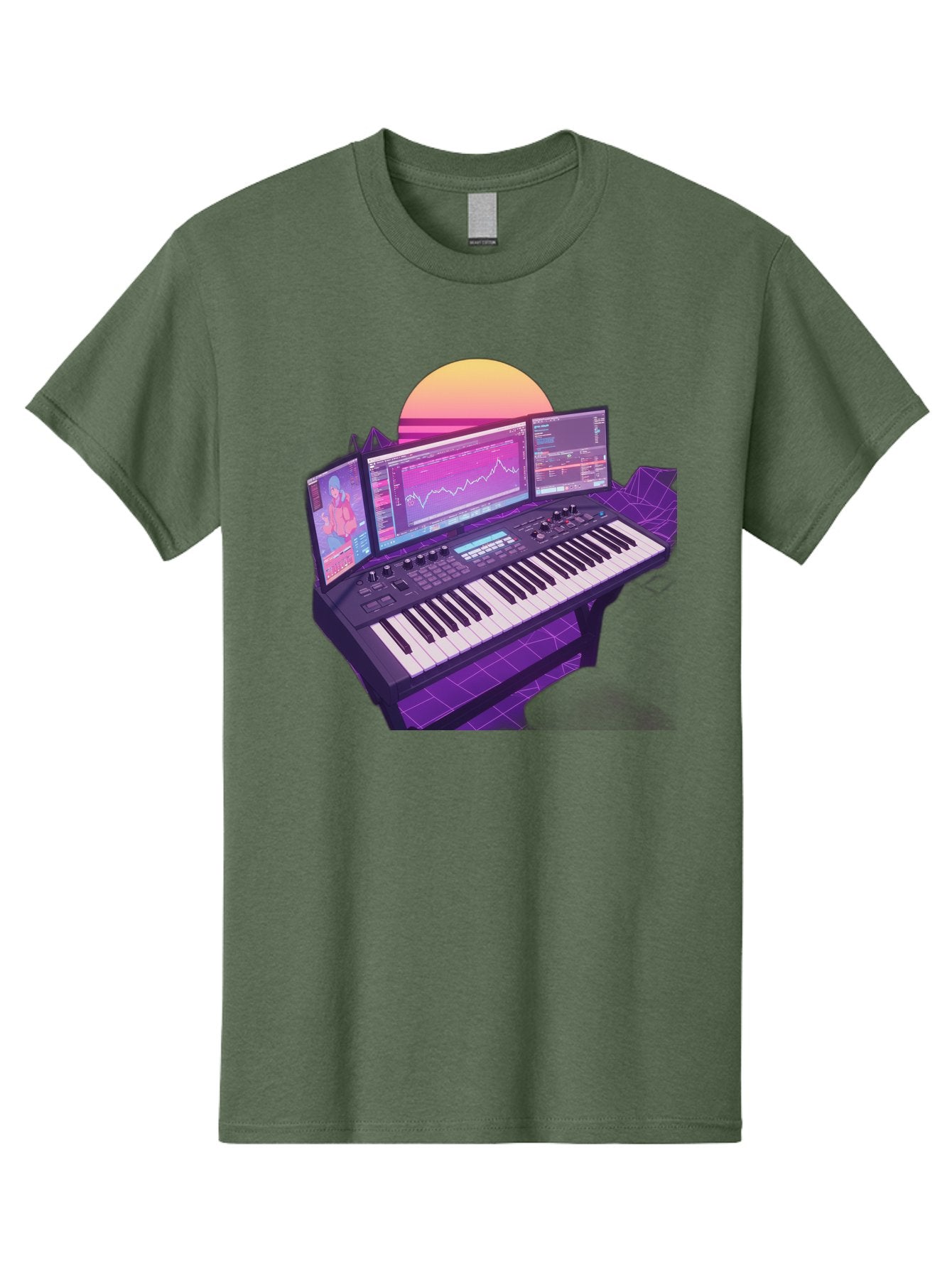 Synthesizer Men'S Graphic Tee, 100% Cotton, Comfortable Casual Summer Wear, Machine Washable, Synthesizer Keyboard, Music Production, Digital Audio Workstation, Sound Design, Electronic Music, Midi Controller, Waveform, Music Technology, Bac509 6