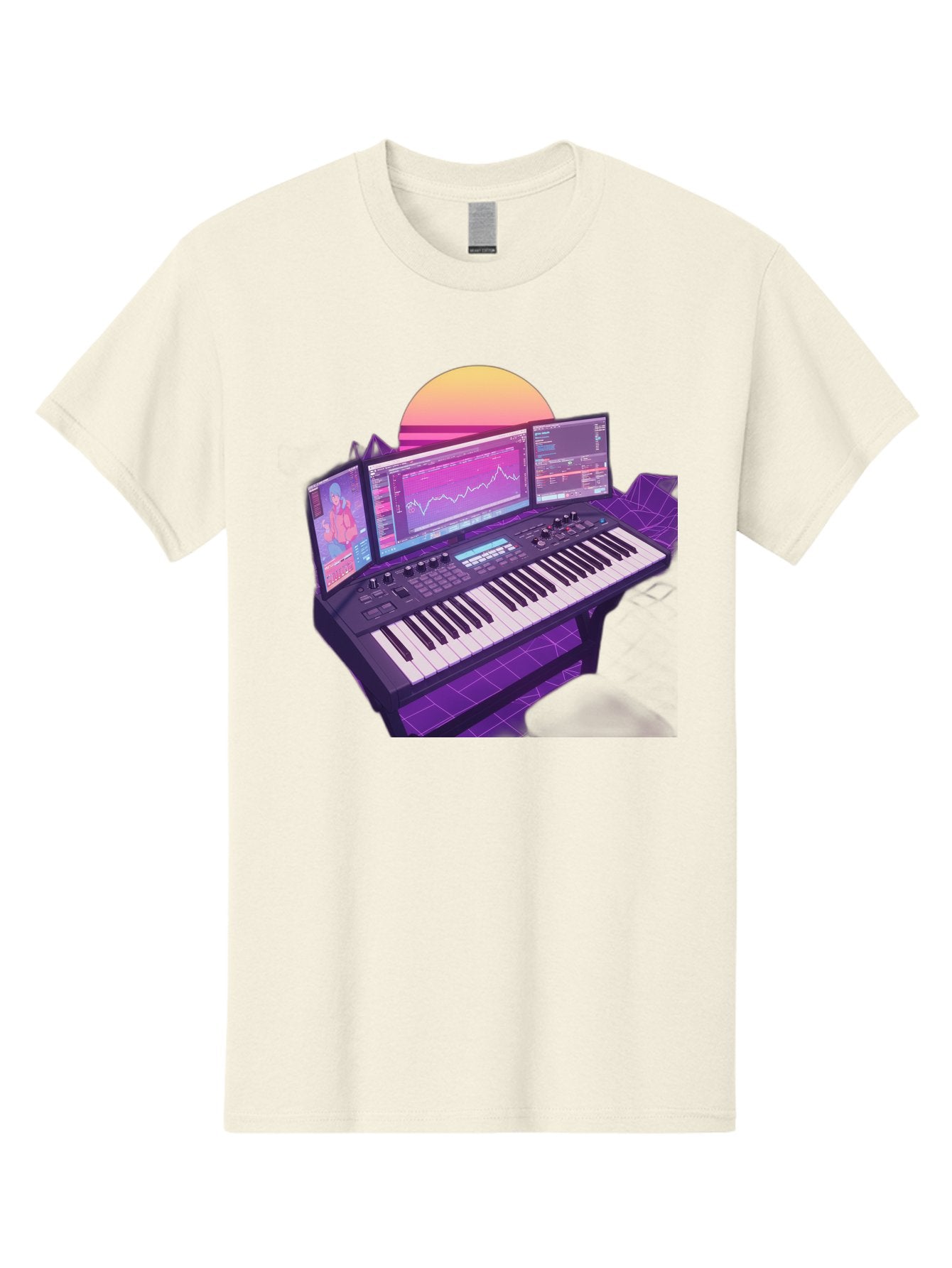 Synthesizer Men'S Graphic Tee, 100% Cotton, Comfortable Casual Summer Wear, Machine Washable, Synthesizer Keyboard, Music Production, Digital Audio Workstation, Sound Design, Electronic Music, Midi Controller, Waveform, Music Technology, Bac509 15
