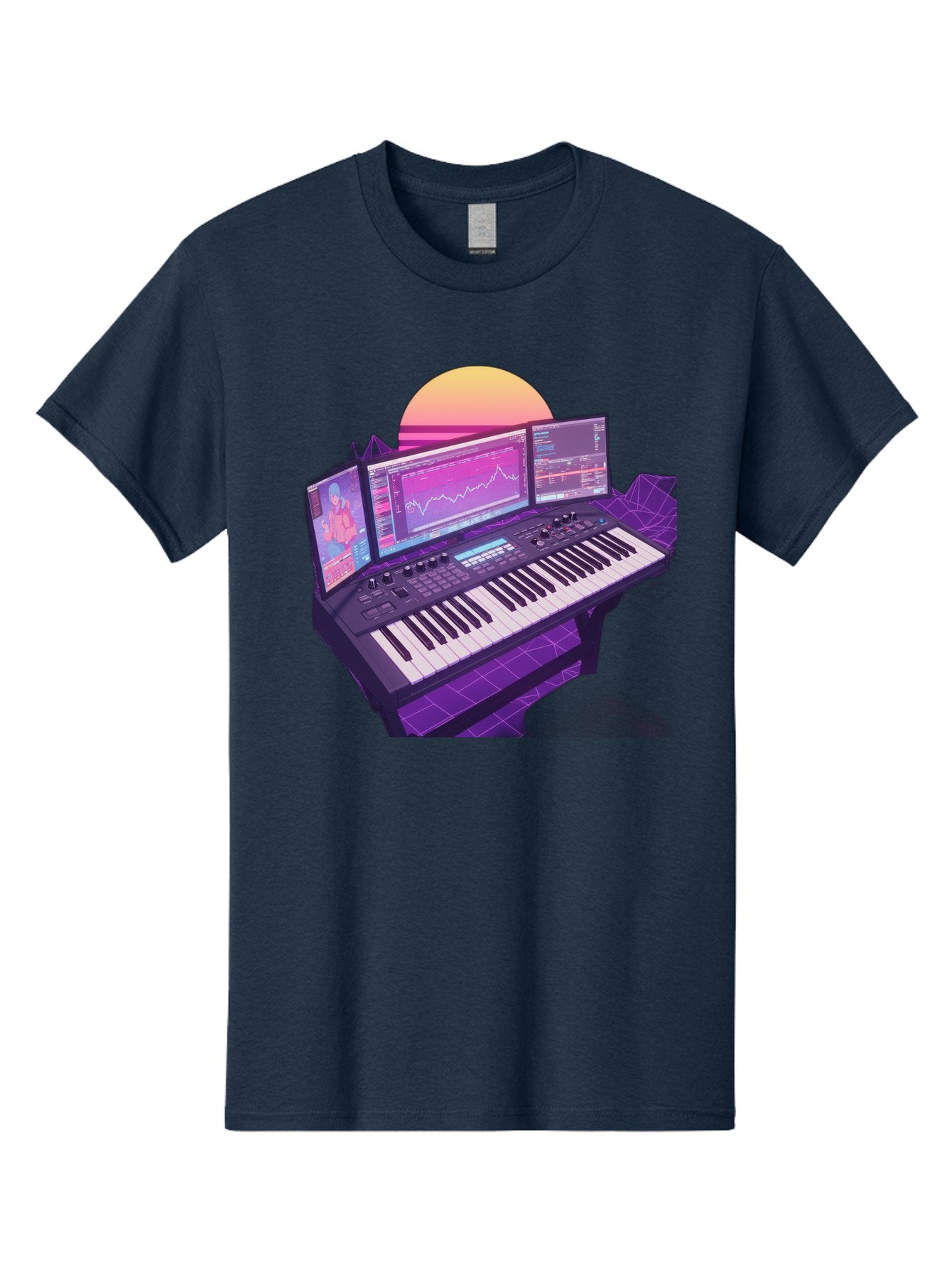 Synthesizer Men'S Graphic Tee, 100% Cotton, Comfortable Casual Summer Wear, Machine Washable, Synthesizer Keyboard, Music Production, Digital Audio Workstation, Sound Design, Electronic Music, Midi Controller, Waveform, Music Technology, Bac509