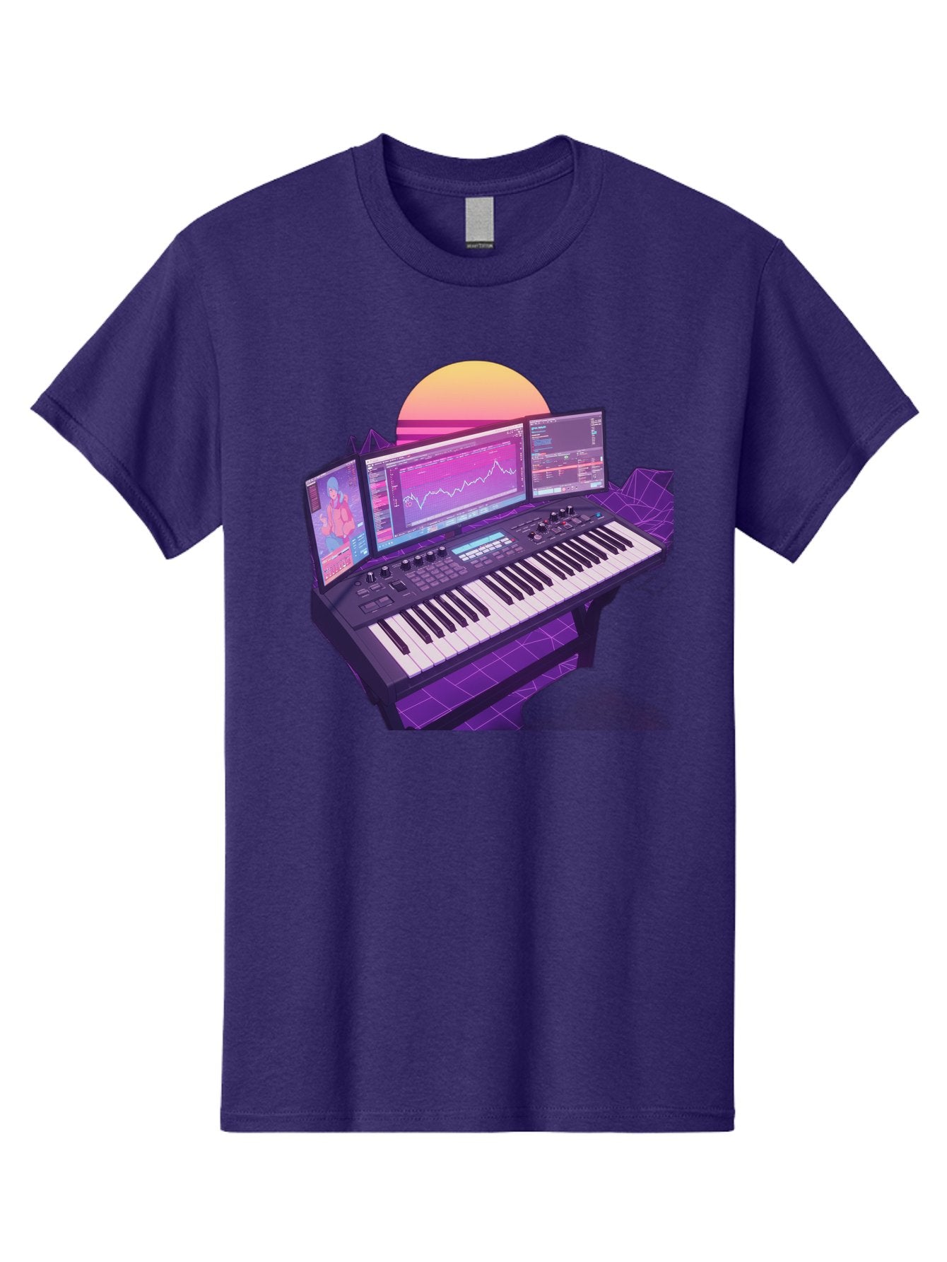 Synthesizer Men'S Graphic Tee, 100% Cotton, Comfortable Casual Summer Wear, Machine Washable, Synthesizer Keyboard, Music Production, Digital Audio Workstation, Sound Design, Electronic Music, Midi Controller, Waveform, Music Technology, Bac509 8