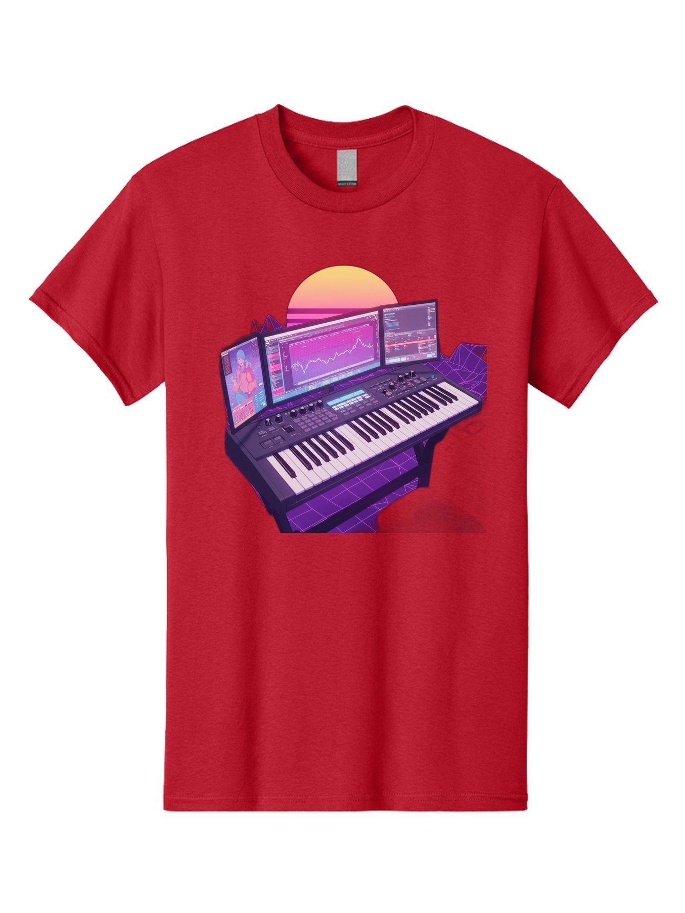 Synthesizer Men'S Graphic Tee, 100% Cotton, Comfortable Casual Summer Wear, Machine Washable, Synthesizer Keyboard, Music Production, Digital Audio Workstation, Sound Design, Electronic Music, Midi Controller, Waveform, Music Technology, Bac509 9
