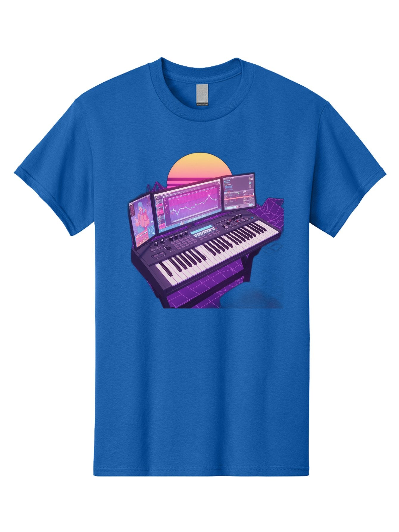 Synthesizer Men'S Graphic Tee, 100% Cotton, Comfortable Casual Summer Wear, Machine Washable, Synthesizer Keyboard, Music Production, Digital Audio Workstation, Sound Design, Electronic Music, Midi Controller, Waveform, Music Technology, Bac509 11