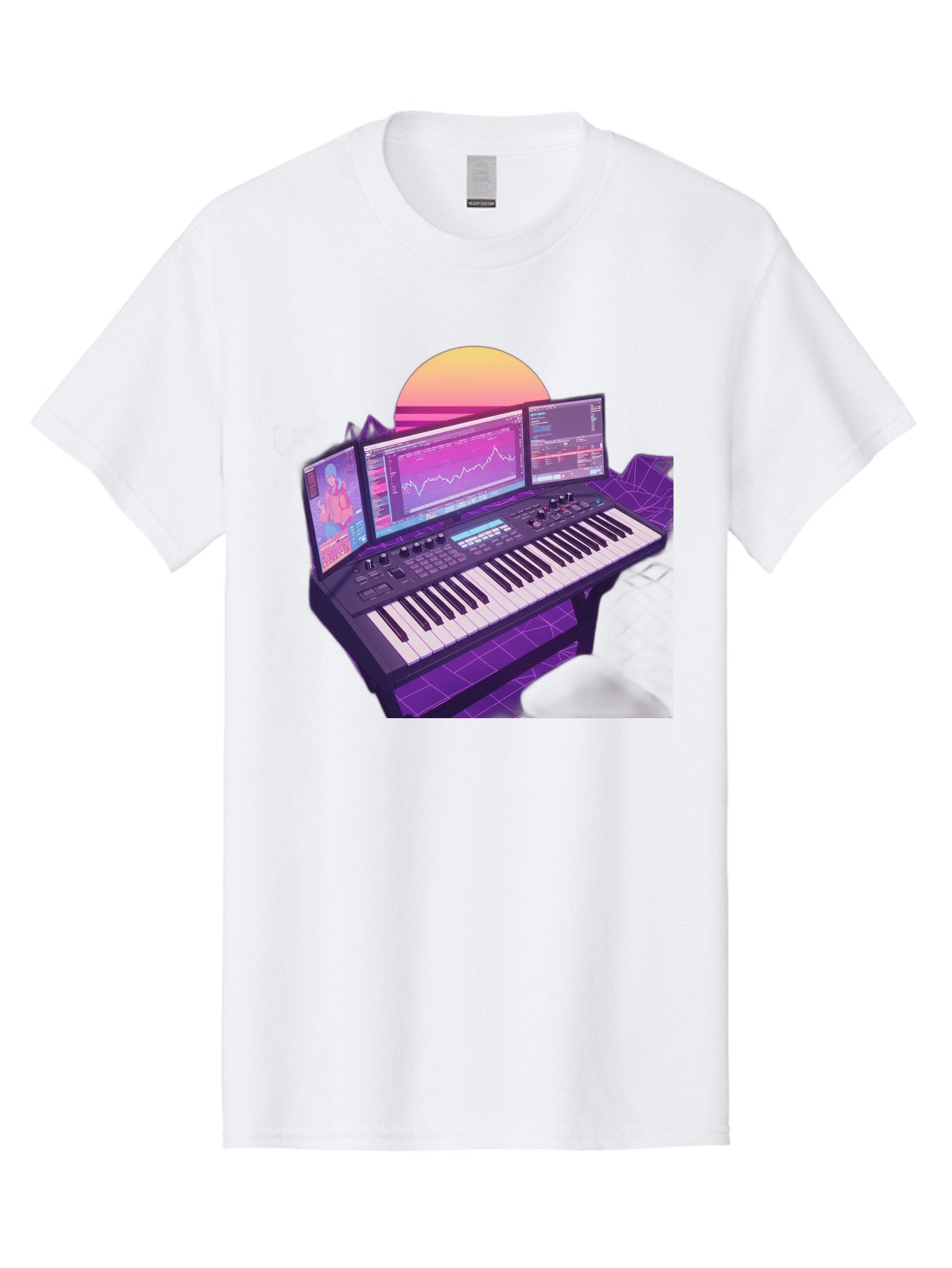 Synthesizer Men'S Graphic Tee, 100% Cotton, Comfortable Casual Summer Wear, Machine Washable, Synthesizer Keyboard, Music Production, Digital Audio Workstation, Sound Design, Electronic Music, Midi Controller, Waveform, Music Technology, Bac509 4