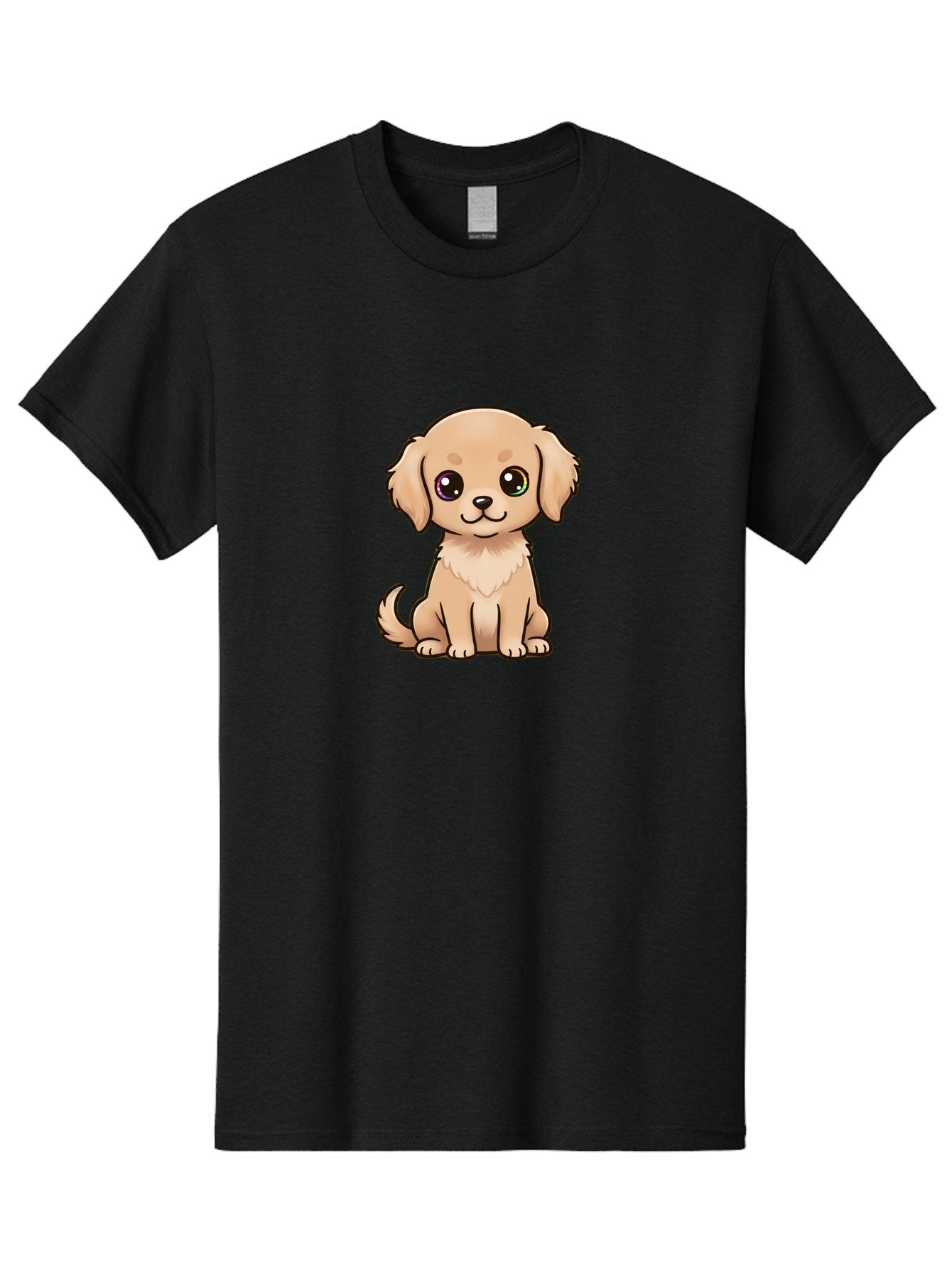 Tan-Puppy Men'S Graphic Tee, 100% Cotton, Comfortable Casual Summer Wear, Machine Washable, Cute Puppy, Cartoon Dog, Tan Colored Puppy, Fluffy Fur, Big Eyes, Sweet Expression, Sitting Dog, Adorable Animal, Kawaii Character, Playful Puppy, Bac510 15