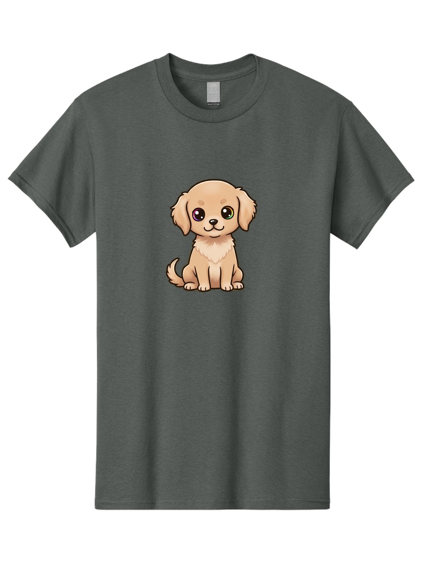 Tan-Puppy Men'S Graphic Tee, 100% Cotton, Comfortable Casual Summer Wear, Machine Washable, Cute Puppy, Cartoon Dog, Tan Colored Puppy, Fluffy Fur, Big Eyes, Sweet Expression, Sitting Dog, Adorable Animal, Kawaii Character, Playful Puppy, Bac510 14