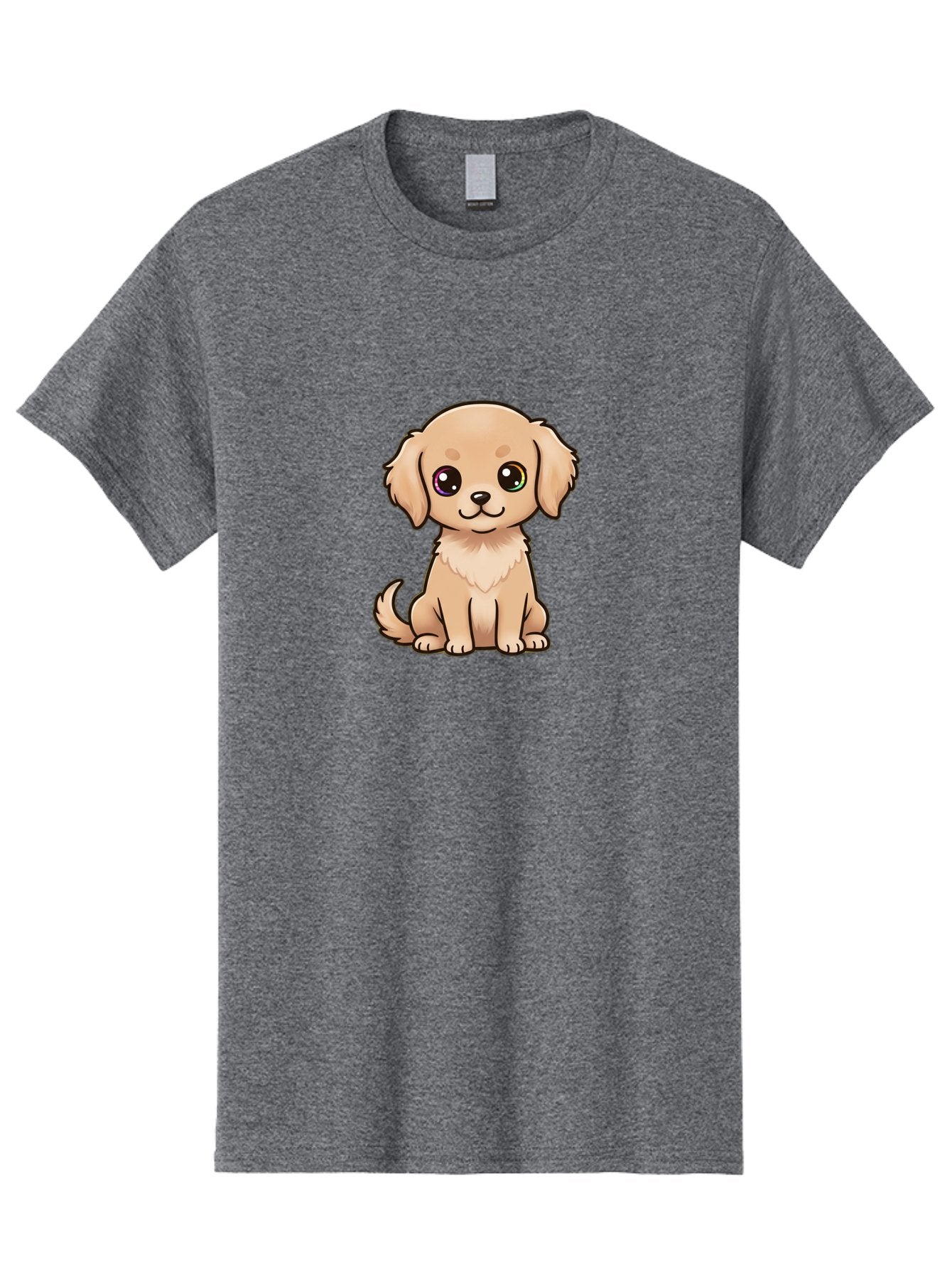 Tan-Puppy Men'S Graphic Tee, 100% Cotton, Comfortable Casual Summer Wear, Machine Washable, Cute Puppy, Cartoon Dog, Tan Colored Puppy, Fluffy Fur, Big Eyes, Sweet Expression, Sitting Dog, Adorable Animal, Kawaii Character, Playful Puppy, Bac510 6
