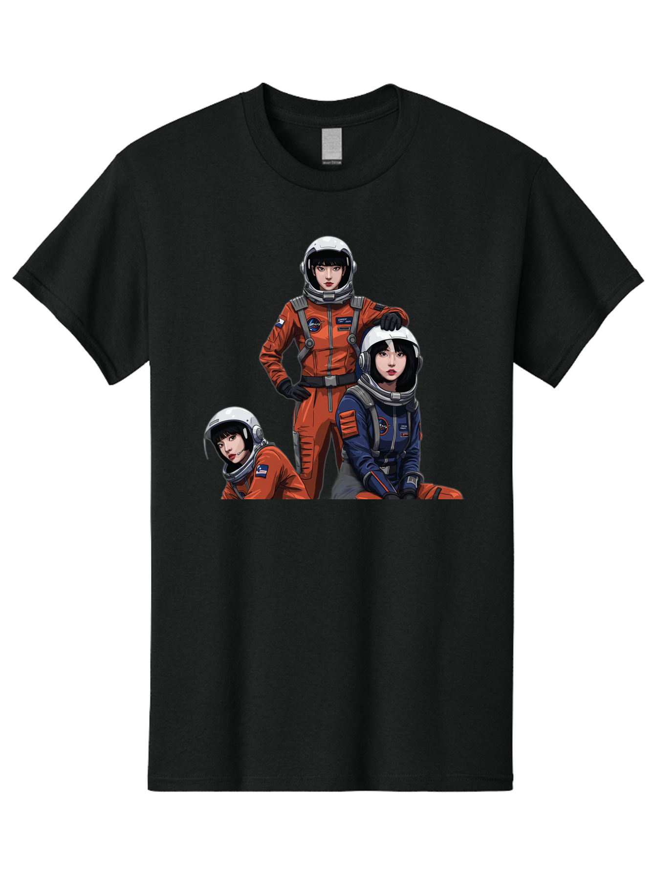 Three-Astronauts Men'S Graphic Tee, 100% Cotton, Comfortable Casual Summer Wear, Machine Washable, Astronauts In Space Suits, Orange And Blue Jumpsuits, Space Mission, Helmet And Gloves, Futuristic Design, Team Of Explorers, Space Travel Bac511 14