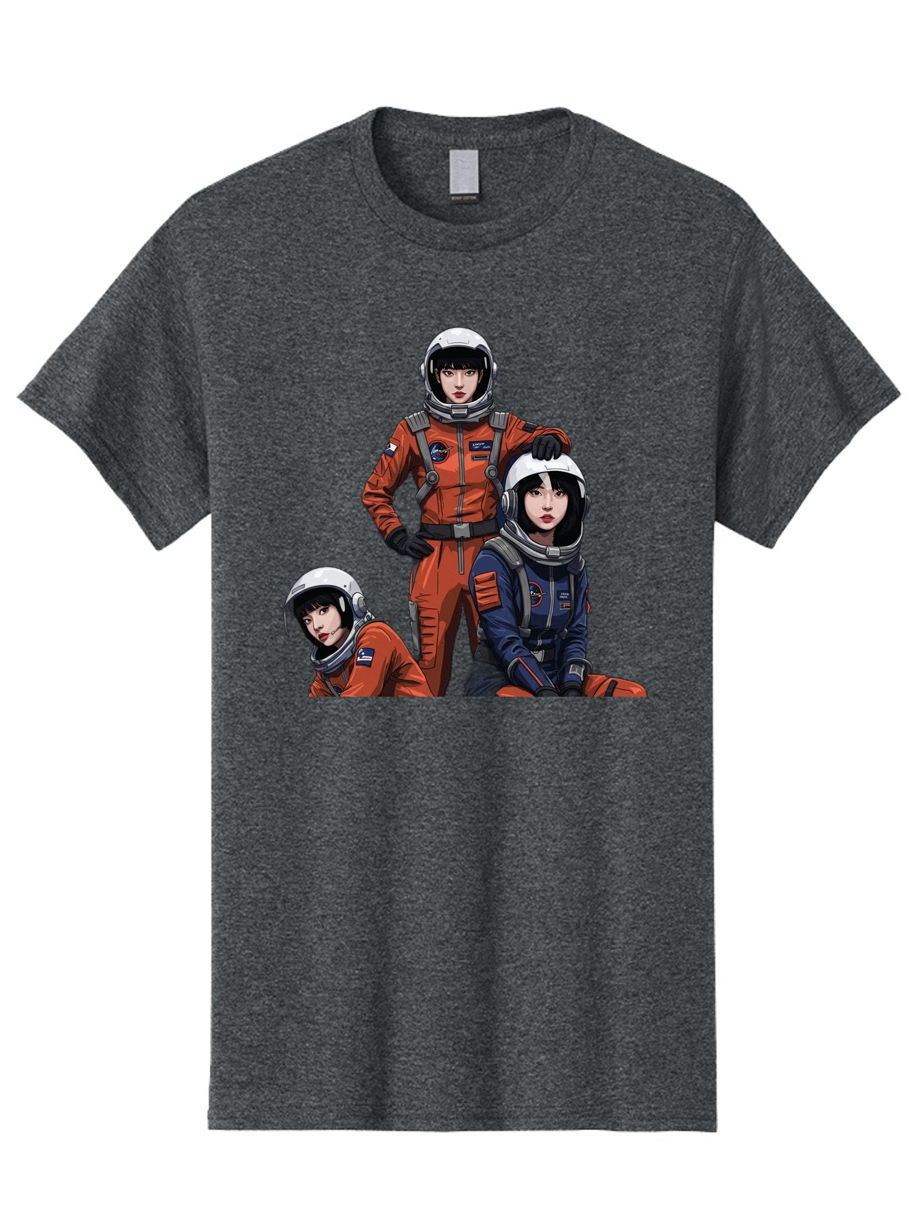 Three-Astronauts Men'S Graphic Tee, 100% Cotton, Comfortable Casual Summer Wear, Machine Washable, Astronauts In Space Suits, Orange And Blue Jumpsuits, Space Mission, Helmet And Gloves, Futuristic Design, Team Of Explorers, Space Travel Bac511 6