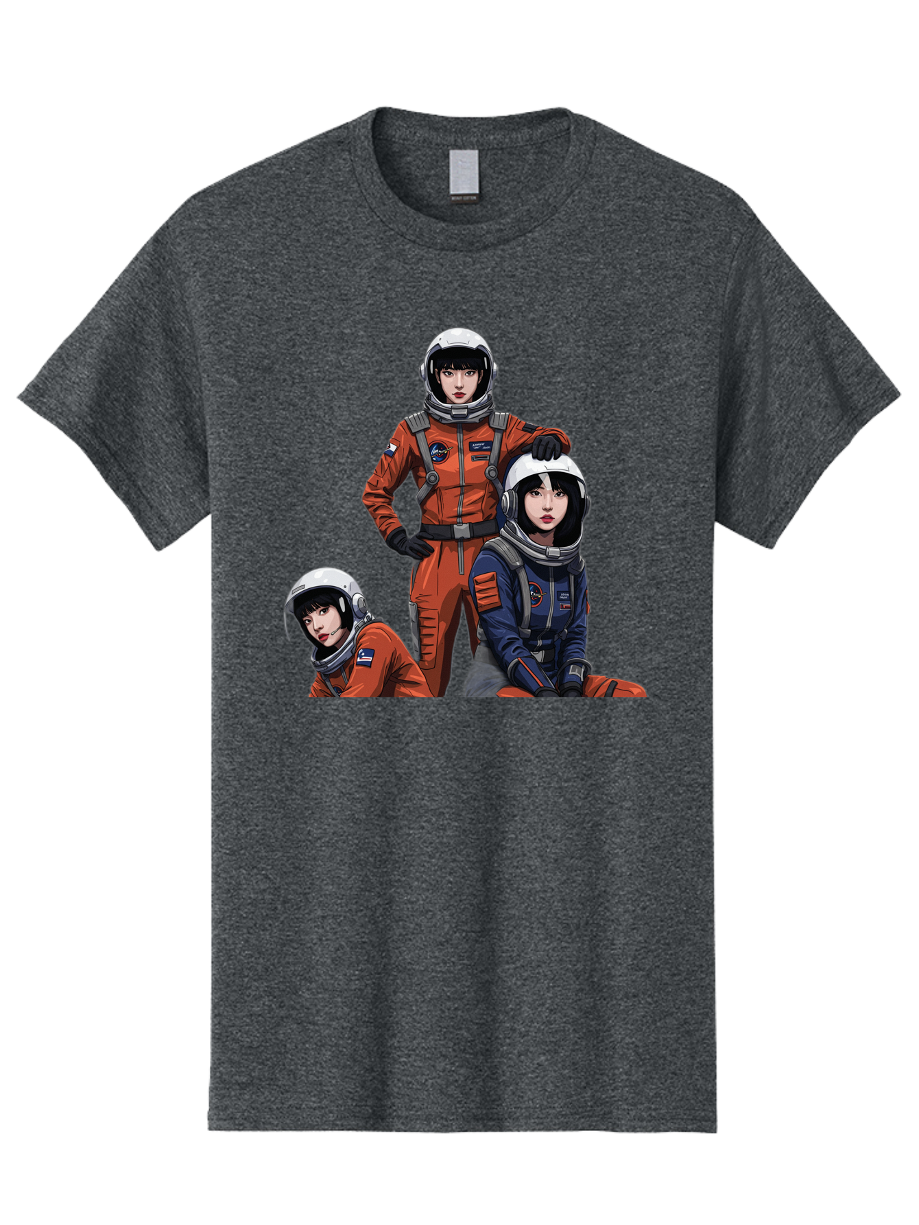 Three-Astronauts Men'S Graphic Tee, 100% Cotton, Comfortable Casual Summer Wear, Machine Washable, Astronauts In Space Suits, Orange And Blue Jumpsuits, Space Mission, Helmet And Gloves, Futuristic Design, Team Of Explorers, Space Travel Bac511 7