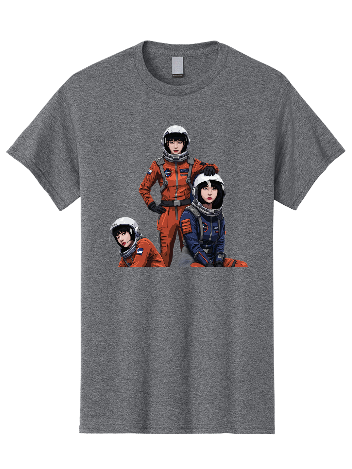 Three-Astronauts Men'S Graphic Tee, 100% Cotton, Comfortable Casual Summer Wear, Machine Washable, Astronauts In Space Suits, Orange And Blue Jumpsuits, Space Mission, Helmet And Gloves, Futuristic Design, Team Of Explorers, Space Travel Bac511 10