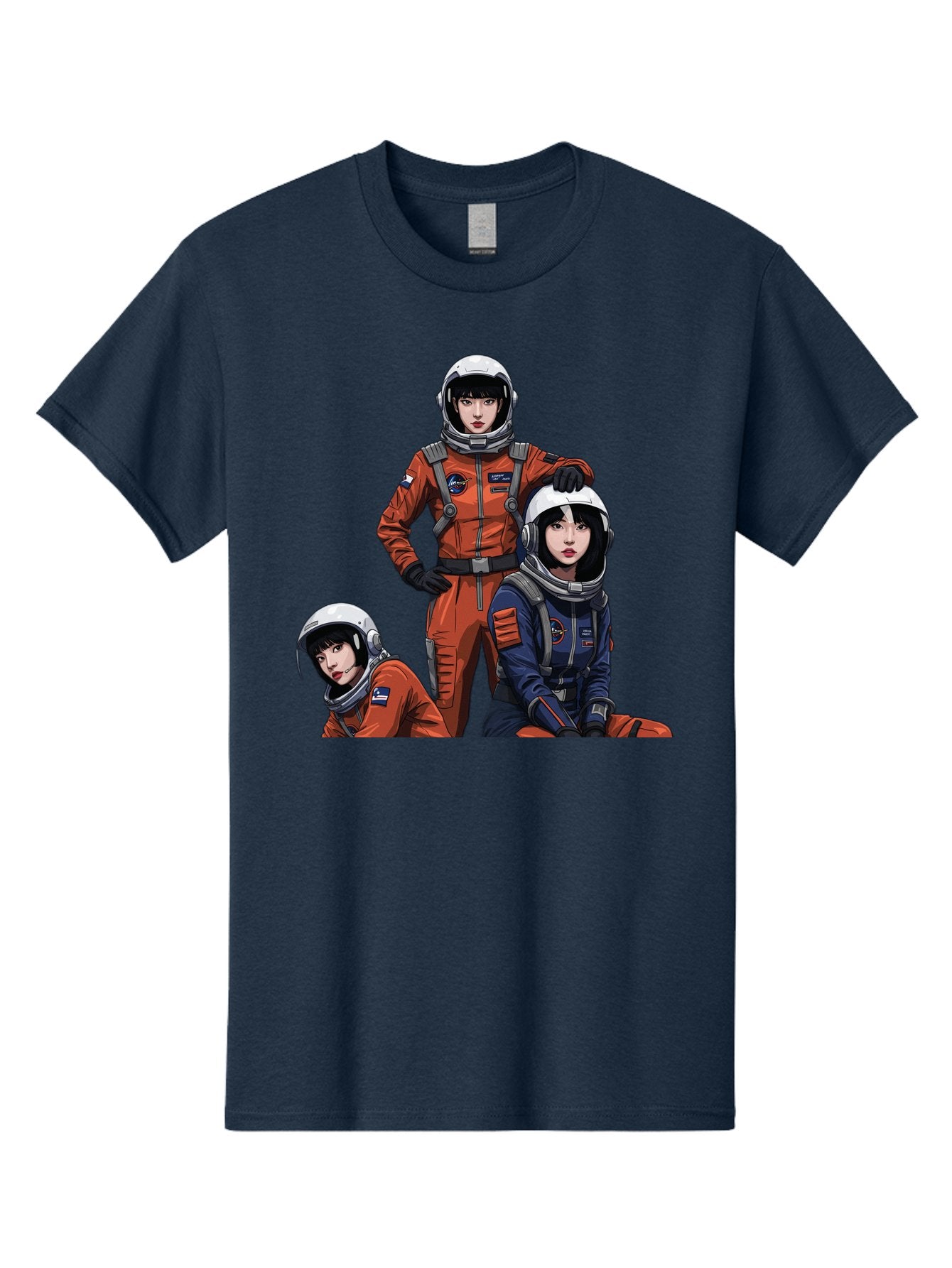 Three-Astronauts Men'S Graphic Tee, 100% Cotton, Comfortable Casual Summer Wear, Machine Washable, Astronauts In Space Suits, Orange And Blue Jumpsuits, Space Mission, Helmet And Gloves, Futuristic Design, Team Of Explorers, Space Travel Bac511 8