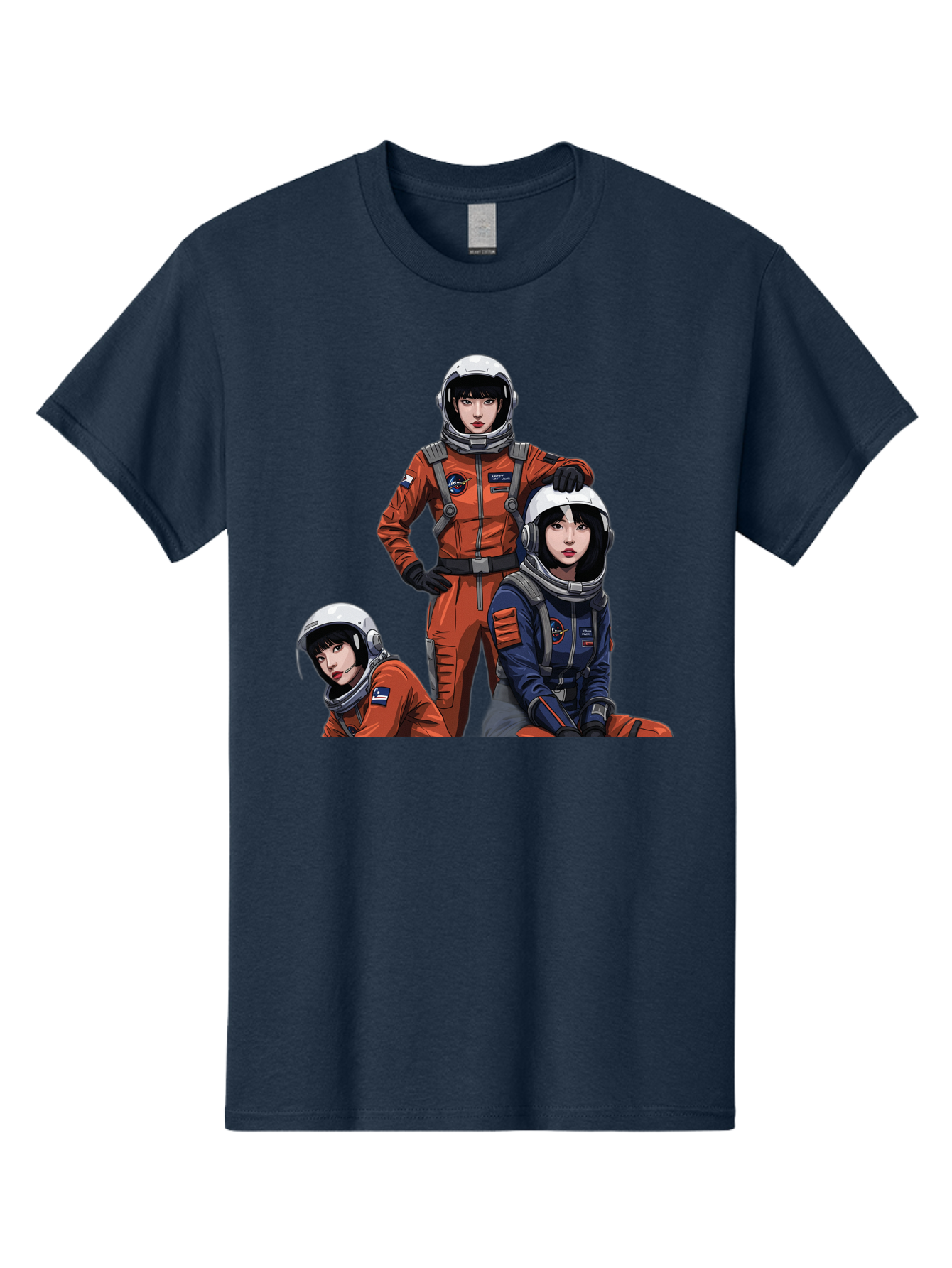 Three-Astronauts Men'S Graphic Tee, 100% Cotton, Comfortable Casual Summer Wear, Machine Washable, Astronauts In Space Suits, Orange And Blue Jumpsuits, Space Mission, Helmet And Gloves, Futuristic Design, Team Of Explorers, Space Travel Bac511 6