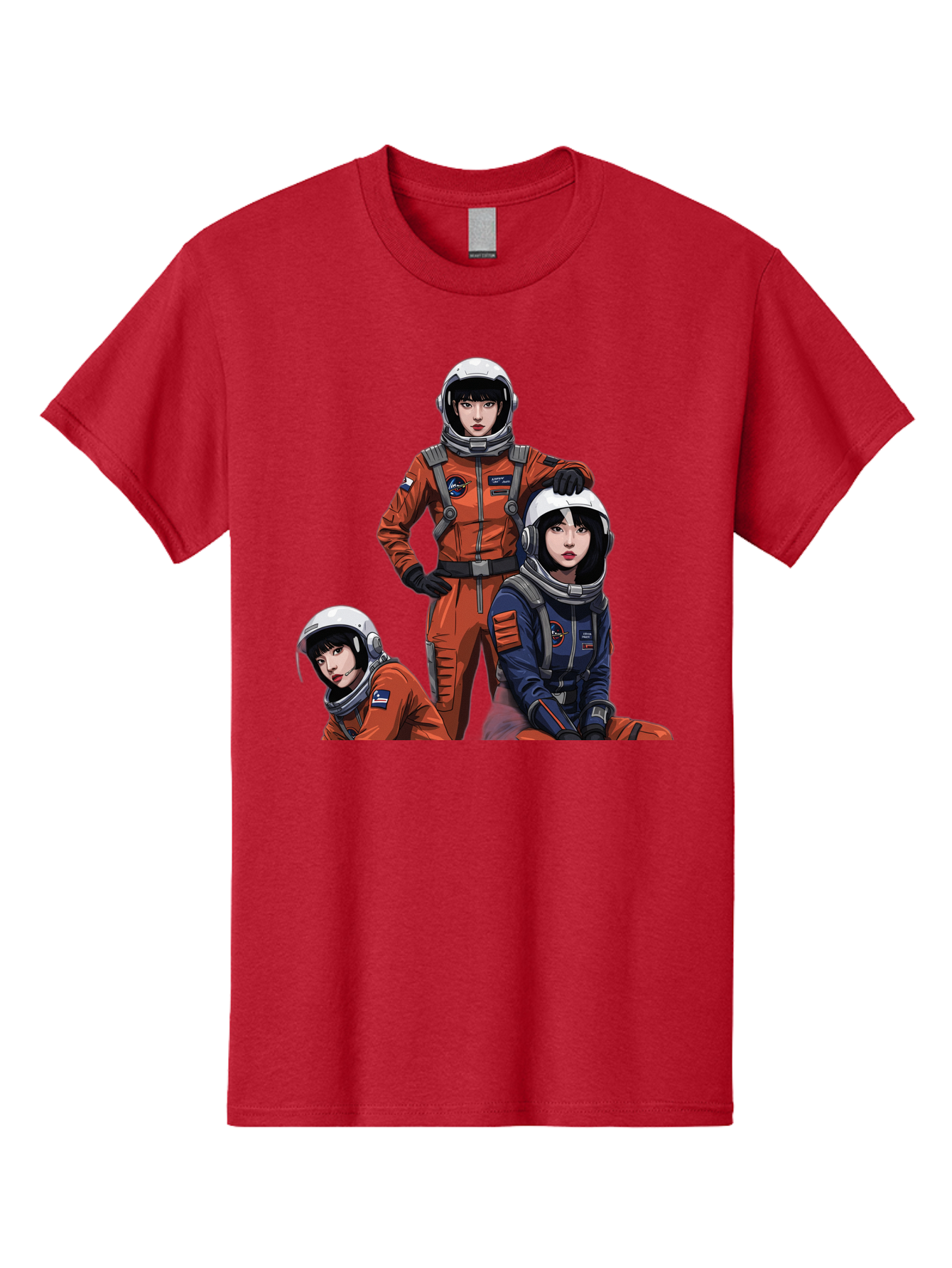 Three-Astronauts Men'S Graphic Tee, 100% Cotton, Comfortable Casual Summer Wear, Machine Washable, Astronauts In Space Suits, Orange And Blue Jumpsuits, Space Mission, Helmet And Gloves, Futuristic Design, Team Of Explorers, Space Travel Bac511 12