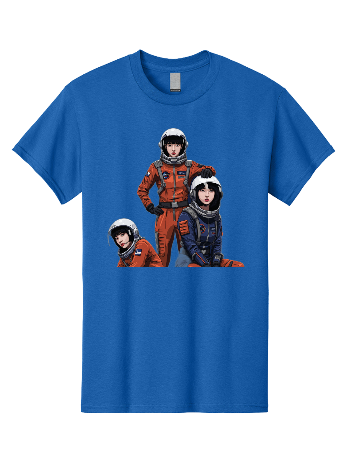 Three-Astronauts Men'S Graphic Tee, 100% Cotton, Comfortable Casual Summer Wear, Machine Washable, Astronauts In Space Suits, Orange And Blue Jumpsuits, Space Mission, Helmet And Gloves, Futuristic Design, Team Of Explorers, Space Travel Bac511 4