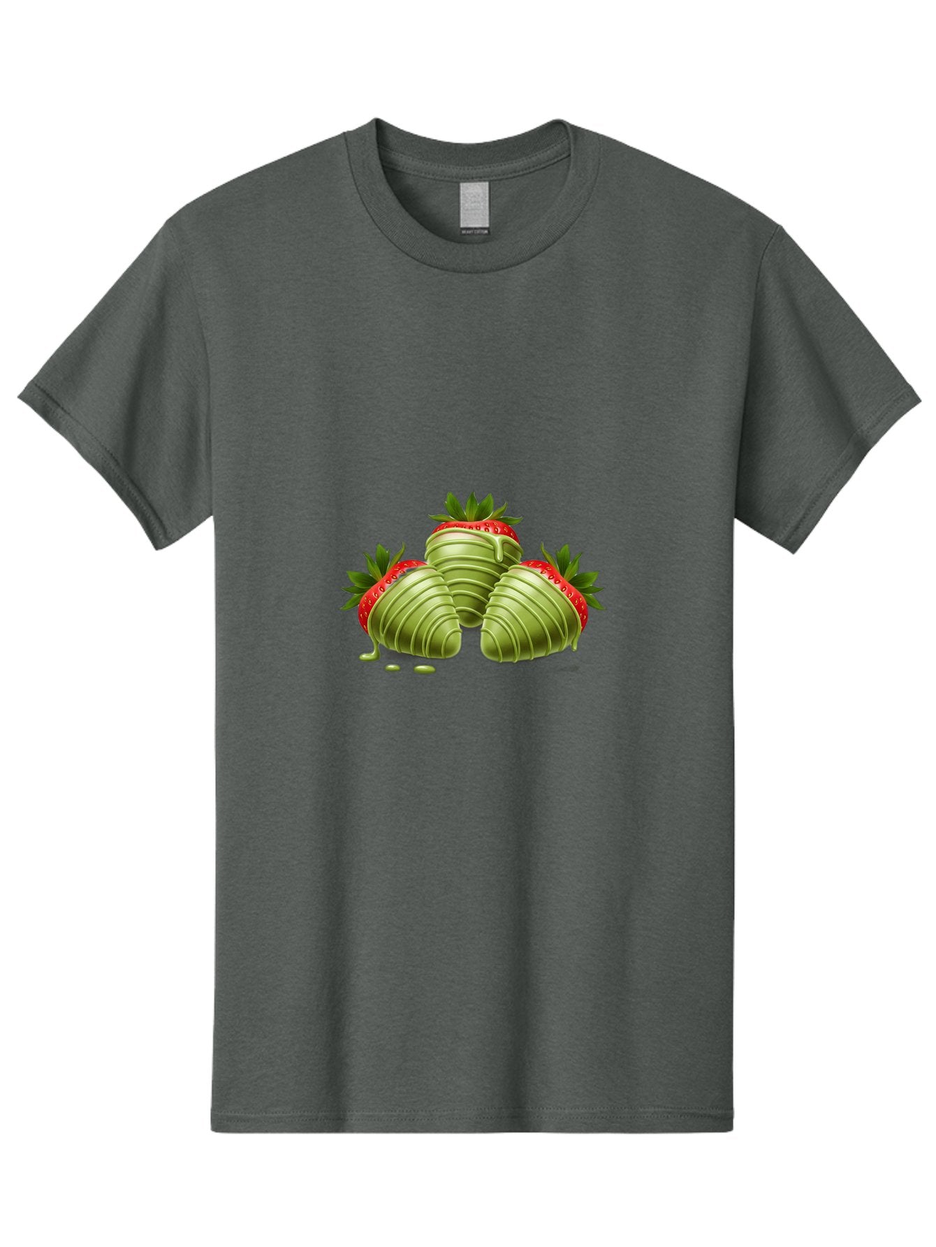 Three-Chocolate-Dipped-Strawberries Men'S Graphic Tee, 100% Cotton, Comfortable Casual Summer Wear, Machine Washable, Chocolate Covered Strawberries, Strawberries Dipped In Chocolate, Dessert, Sweet Treats, Indulgent Snacks, Summer Treats, Bac514