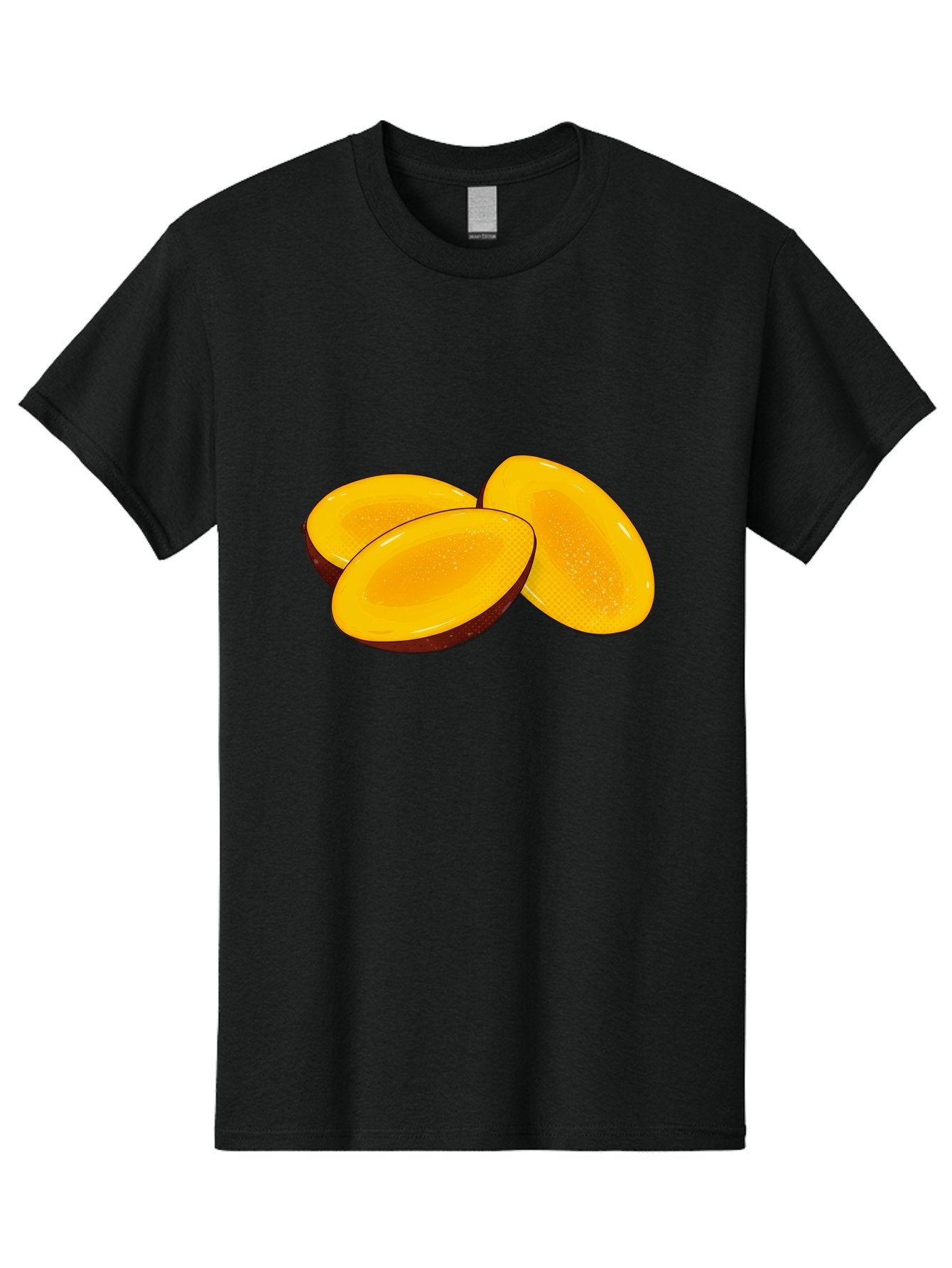 Three-Mango-Slices Men'S Graphic Tee, 100% Cotton, Comfortable Casual Summer Wear, Machine Washable, Mango Slices, Tropical Fruit, Yellow Fruit, Fruit Illustration, Sliced Mango, Healthy Snack, Vibrant Yellow, Fresh Fruit Bac517 15