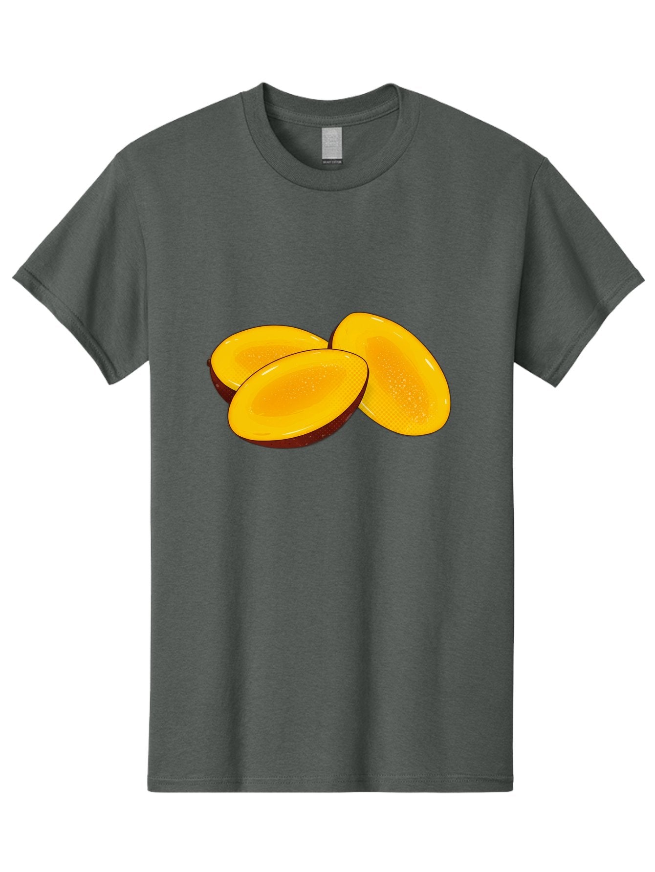 Three-Mango-Slices Men'S Graphic Tee, 100% Cotton, Comfortable Casual Summer Wear, Machine Washable, Mango Slices, Tropical Fruit, Yellow Fruit, Fruit Illustration, Sliced Mango, Healthy Snack, Vibrant Yellow, Fresh Fruit Bac517 12