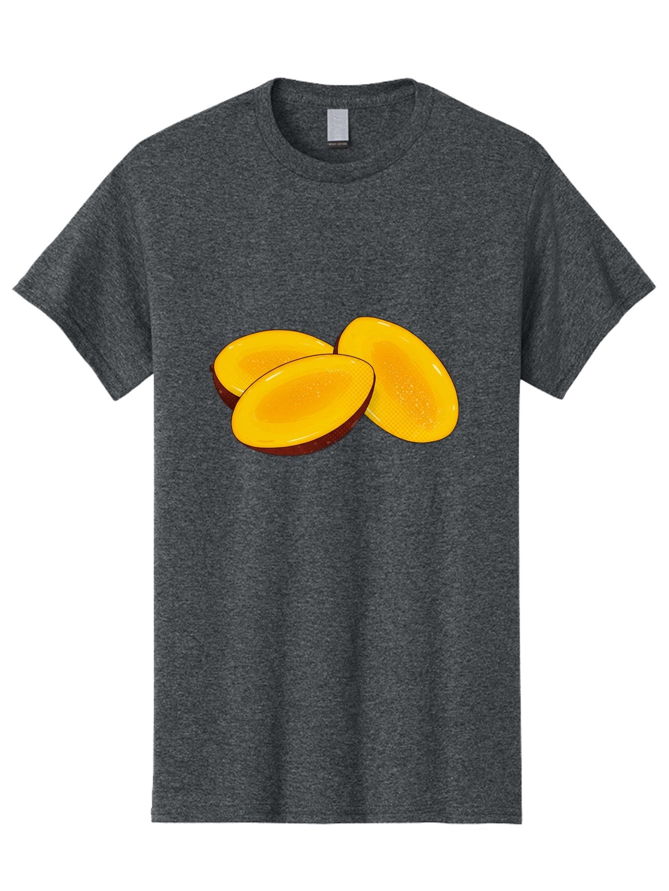 Three-Mango-Slices Men'S Graphic Tee, 100% Cotton, Comfortable Casual Summer Wear, Machine Washable, Mango Slices, Tropical Fruit, Yellow Fruit, Fruit Illustration, Sliced Mango, Healthy Snack, Vibrant Yellow, Fresh Fruit Bac517