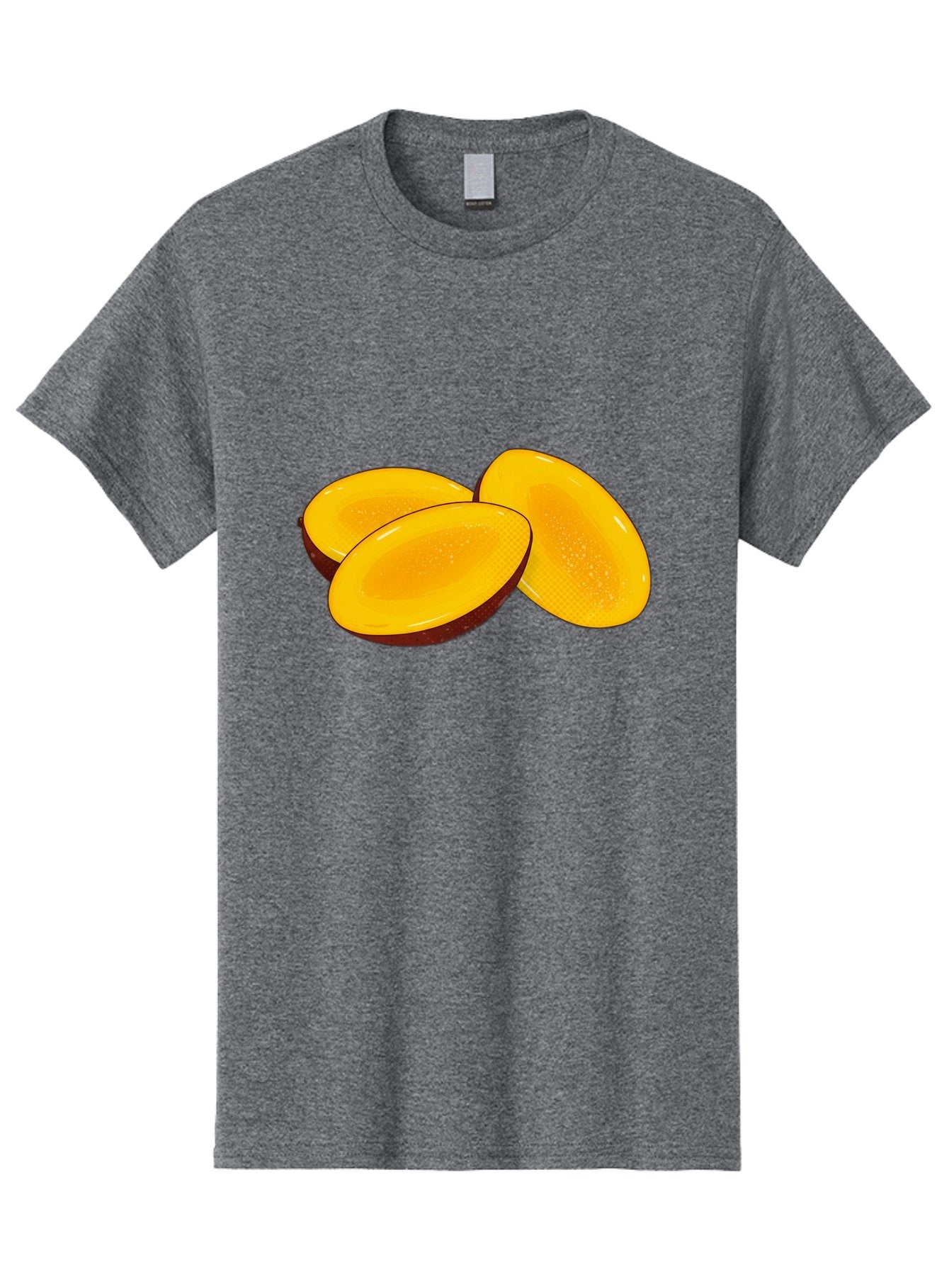 Three-Mango-Slices Men'S Graphic Tee, 100% Cotton, Comfortable Casual Summer Wear, Machine Washable, Mango Slices, Tropical Fruit, Yellow Fruit, Fruit Illustration, Sliced Mango, Healthy Snack, Vibrant Yellow, Fresh Fruit Bac517 10