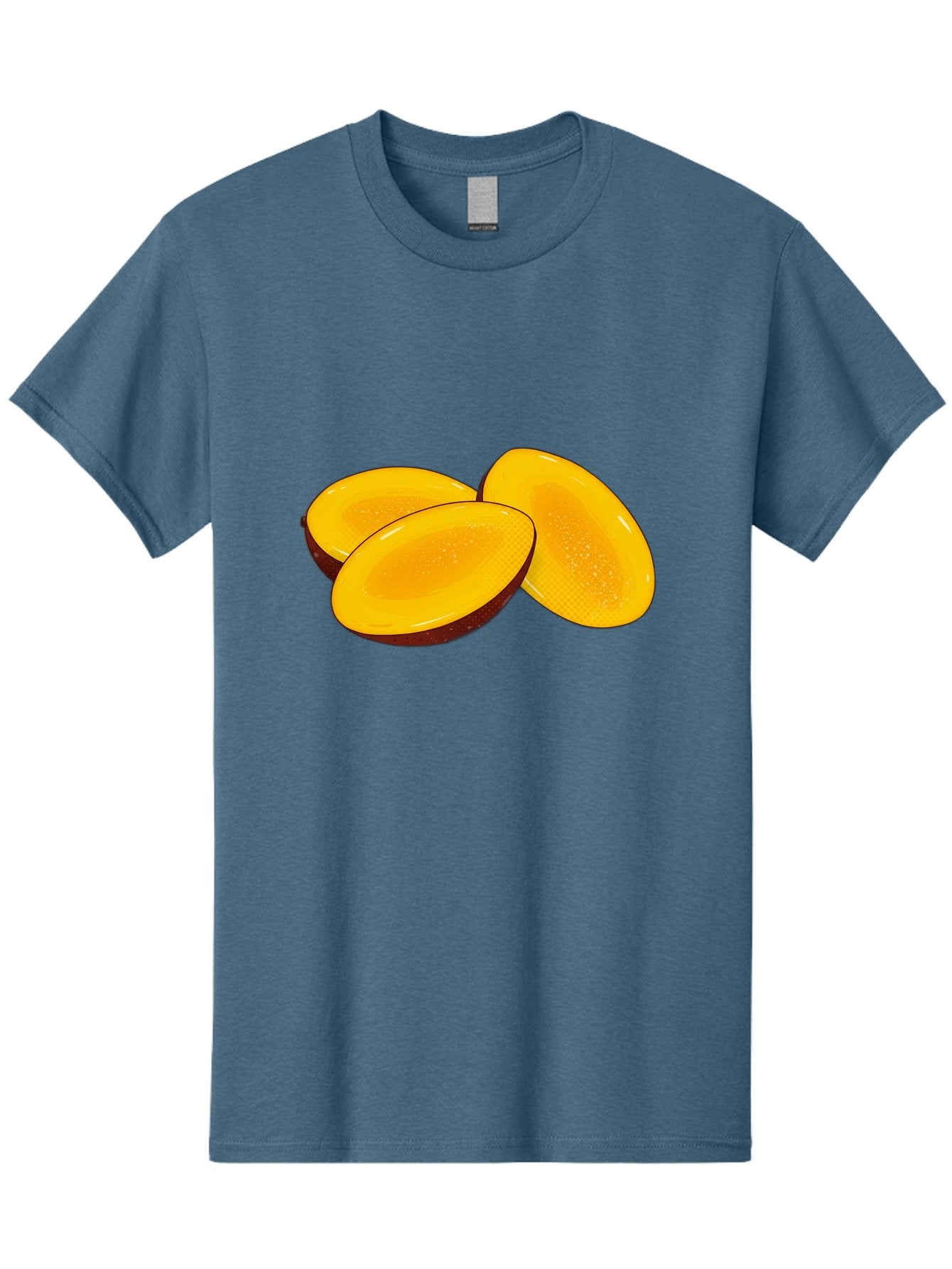 Three-Mango-Slices Men'S Graphic Tee, 100% Cotton, Comfortable Casual Summer Wear, Machine Washable, Mango Slices, Tropical Fruit, Yellow Fruit, Fruit Illustration, Sliced Mango, Healthy Snack, Vibrant Yellow, Fresh Fruit Bac517 11