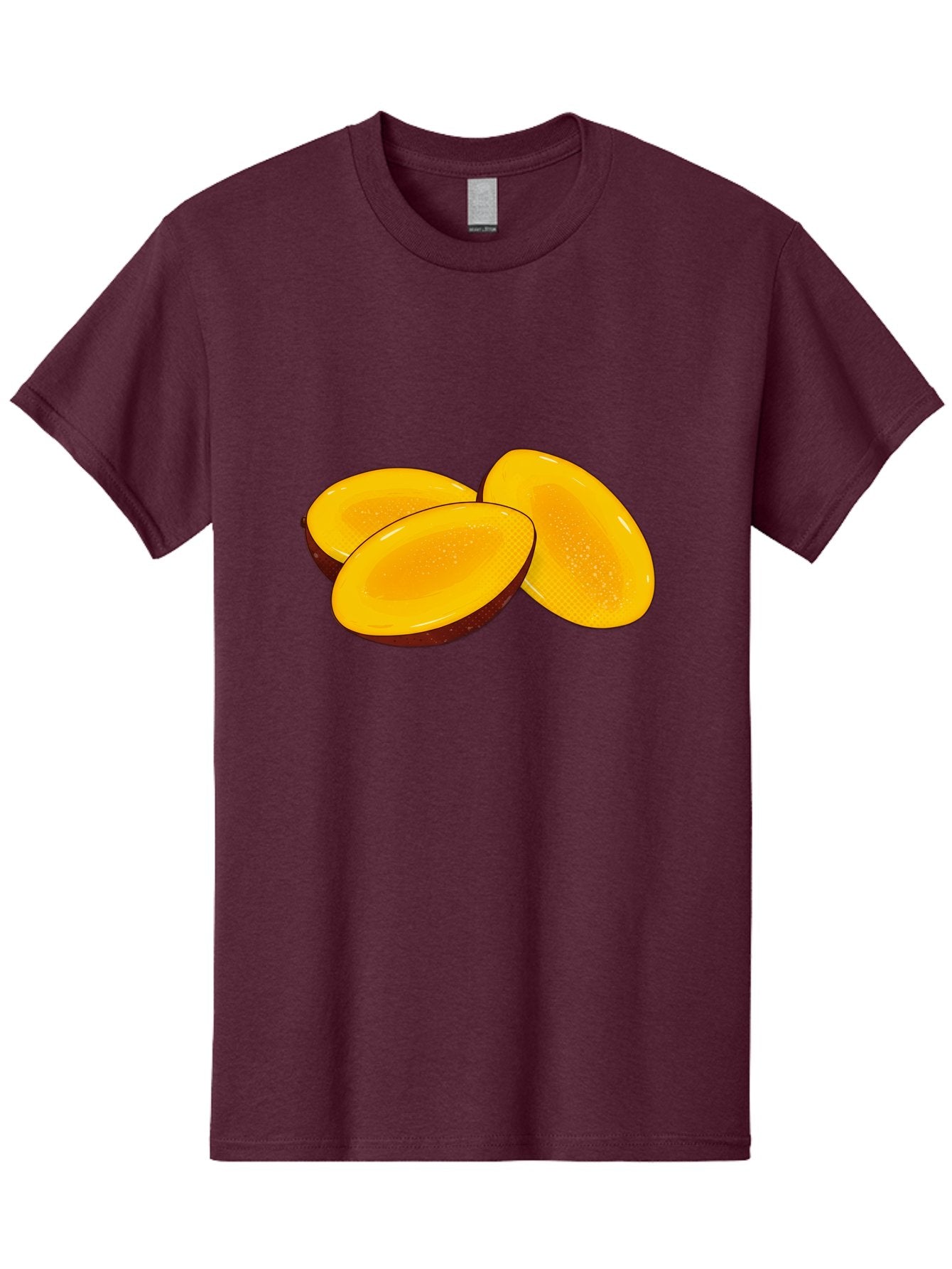 Three-Mango-Slices Men'S Graphic Tee, 100% Cotton, Comfortable Casual Summer Wear, Machine Washable, Mango Slices, Tropical Fruit, Yellow Fruit, Fruit Illustration, Sliced Mango, Healthy Snack, Vibrant Yellow, Fresh Fruit Bac517 7