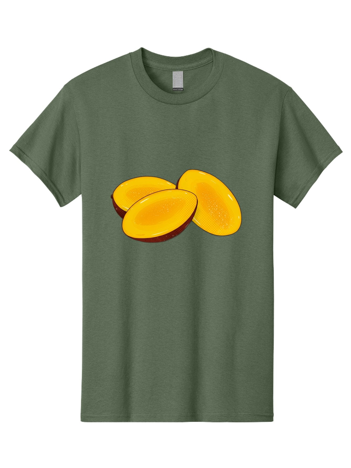 Three-Mango-Slices Men'S Graphic Tee, 100% Cotton, Comfortable Casual Summer Wear, Machine Washable, Mango Slices, Tropical Fruit, Yellow Fruit, Fruit Illustration, Sliced Mango, Healthy Snack, Vibrant Yellow, Fresh Fruit Bac517 5