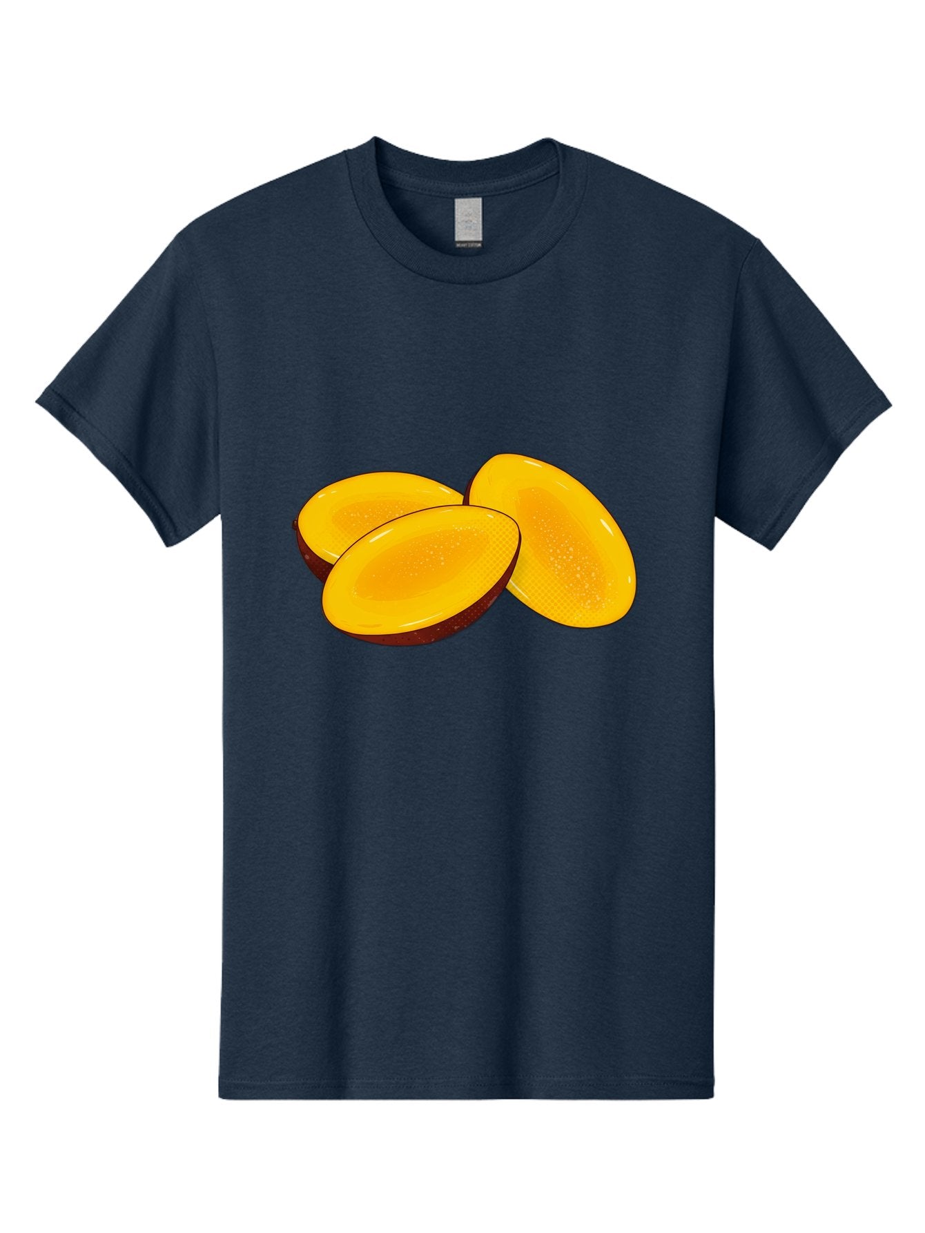 Three-Mango-Slices Men'S Graphic Tee, 100% Cotton, Comfortable Casual Summer Wear, Machine Washable, Mango Slices, Tropical Fruit, Yellow Fruit, Fruit Illustration, Sliced Mango, Healthy Snack, Vibrant Yellow, Fresh Fruit Bac517 13