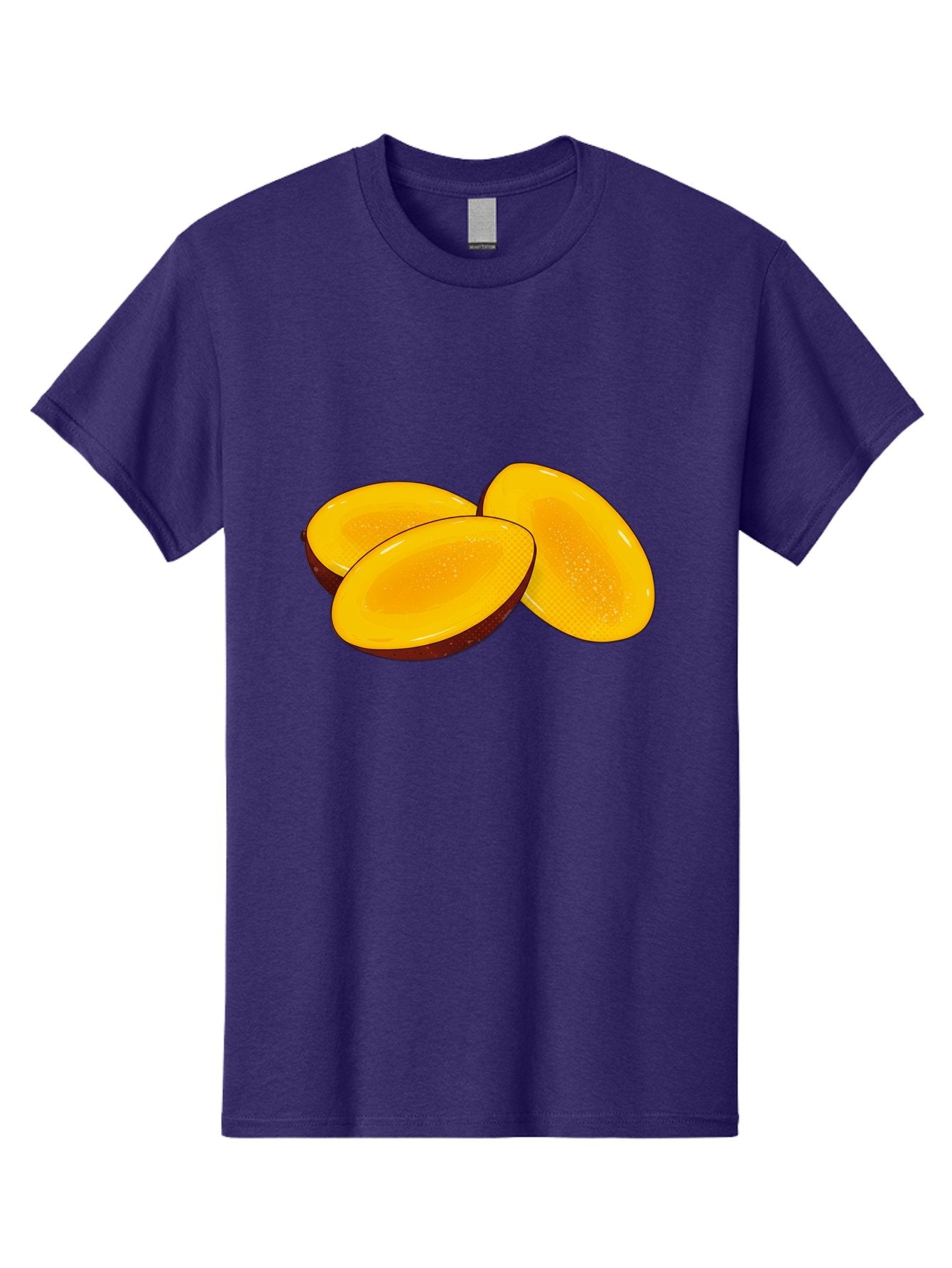 Three-Mango-Slices Men'S Graphic Tee, 100% Cotton, Comfortable Casual Summer Wear, Machine Washable, Mango Slices, Tropical Fruit, Yellow Fruit, Fruit Illustration, Sliced Mango, Healthy Snack, Vibrant Yellow, Fresh Fruit Bac517 6