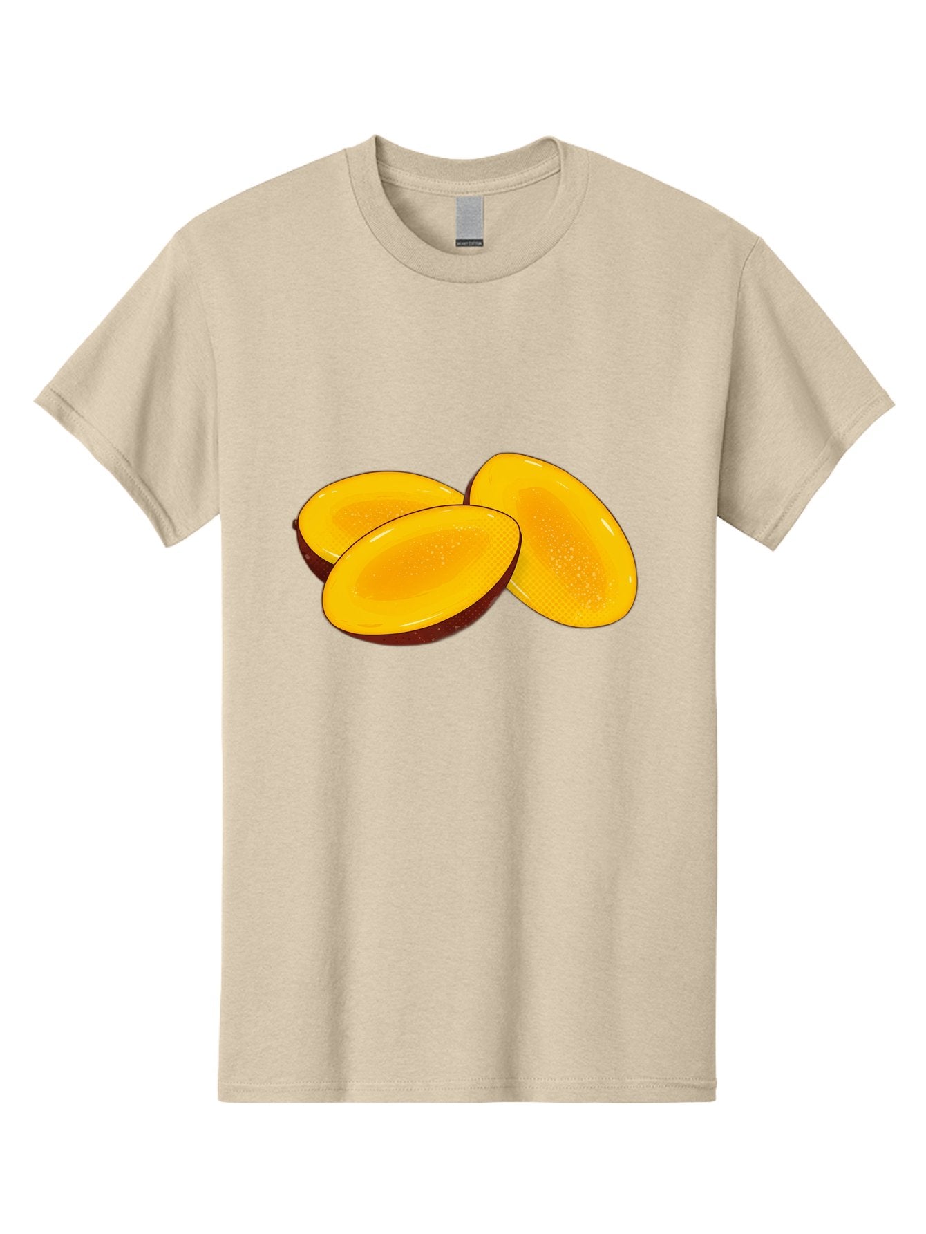 Three-Mango-Slices Men'S Graphic Tee, 100% Cotton, Comfortable Casual Summer Wear, Machine Washable, Mango Slices, Tropical Fruit, Yellow Fruit, Fruit Illustration, Sliced Mango, Healthy Snack, Vibrant Yellow, Fresh Fruit Bac517 8