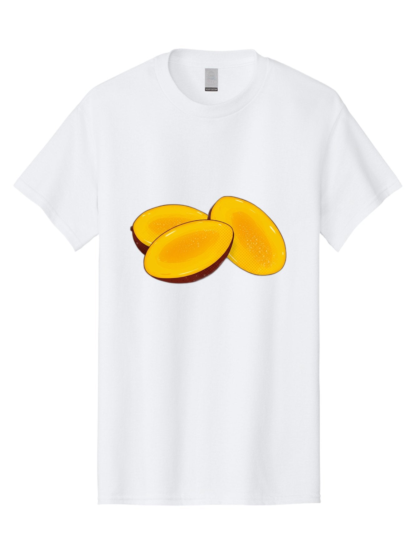 Three-Mango-Slices Men'S Graphic Tee, 100% Cotton, Comfortable Casual Summer Wear, Machine Washable, Mango Slices, Tropical Fruit, Yellow Fruit, Fruit Illustration, Sliced Mango, Healthy Snack, Vibrant Yellow, Fresh Fruit Bac517 4