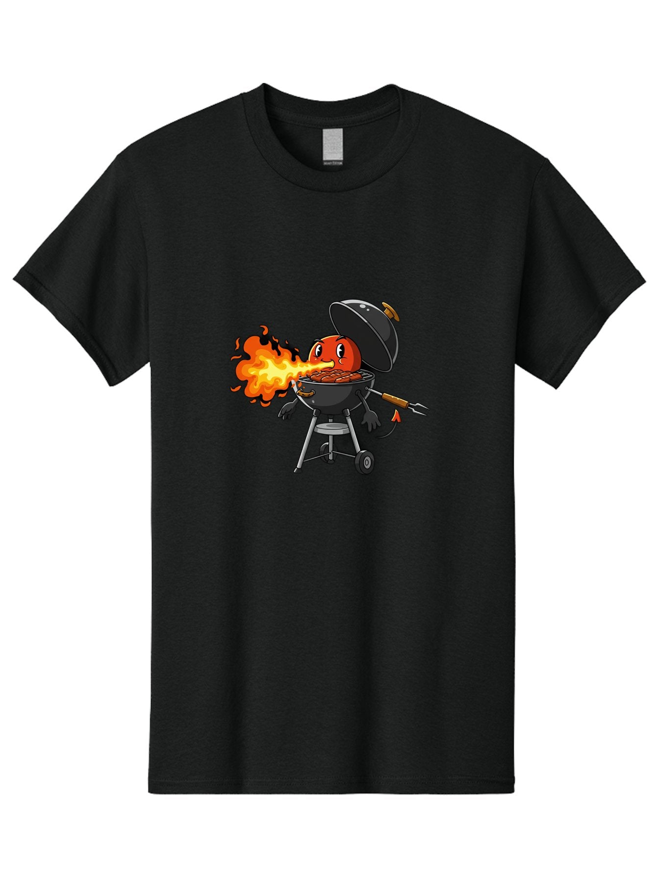 Tomato-In-Grill Men'S Graphic Tee, 100% Cotton, Comfortable Casual Summer Wear, Machine Washable, Tomato Grilling On Barbecue, Cartoon Character, Chef Illustration, Kitchen Humor, Funny Food, Barbecue Cooking, Comical Vegetable, Sizzling Hot Bac523 15