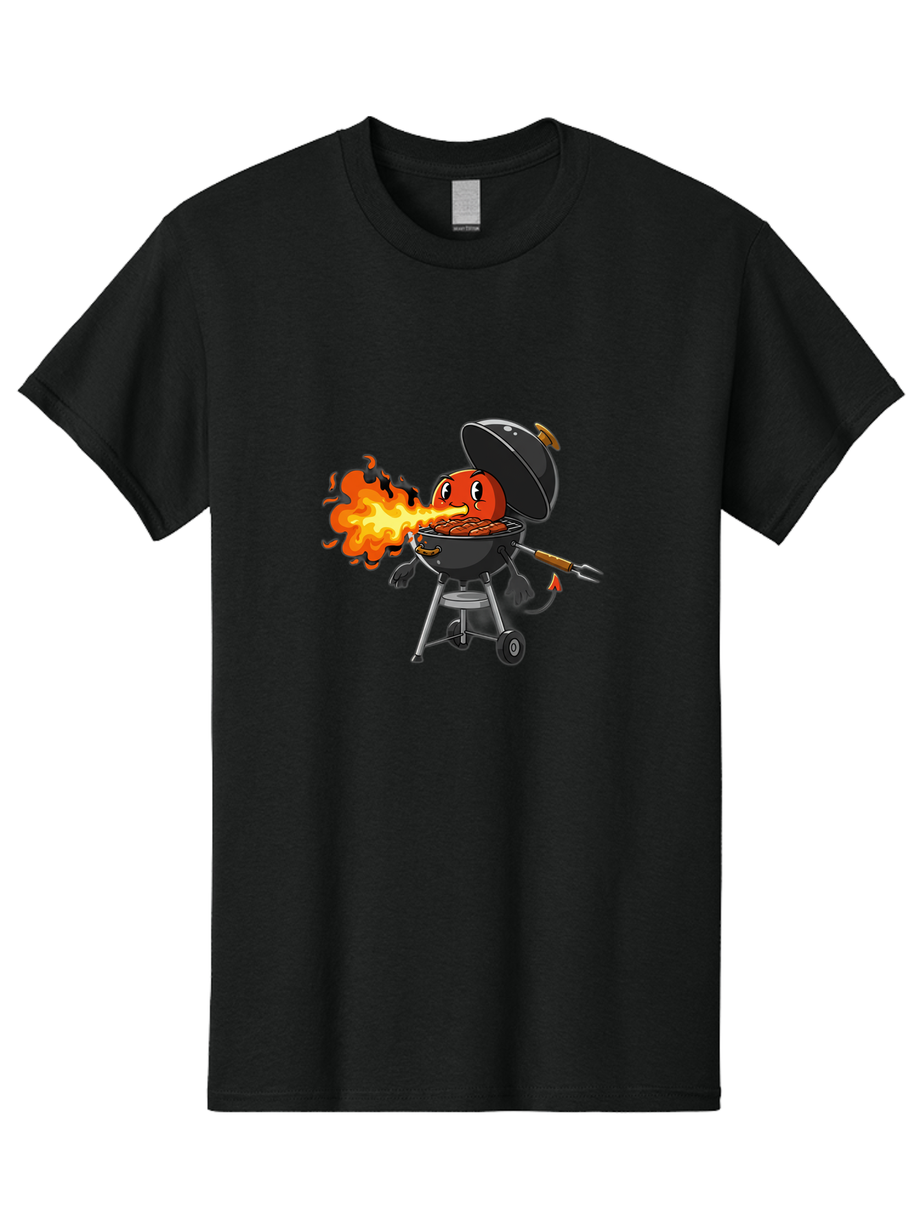 Tomato-In-Grill Men'S Graphic Tee, 100% Cotton, Comfortable Casual Summer Wear, Machine Washable, Tomato Grilling On Barbecue, Cartoon Character, Chef Illustration, Kitchen Humor, Funny Food, Barbecue Cooking, Comical Vegetable, Sizzling Hot Bac523