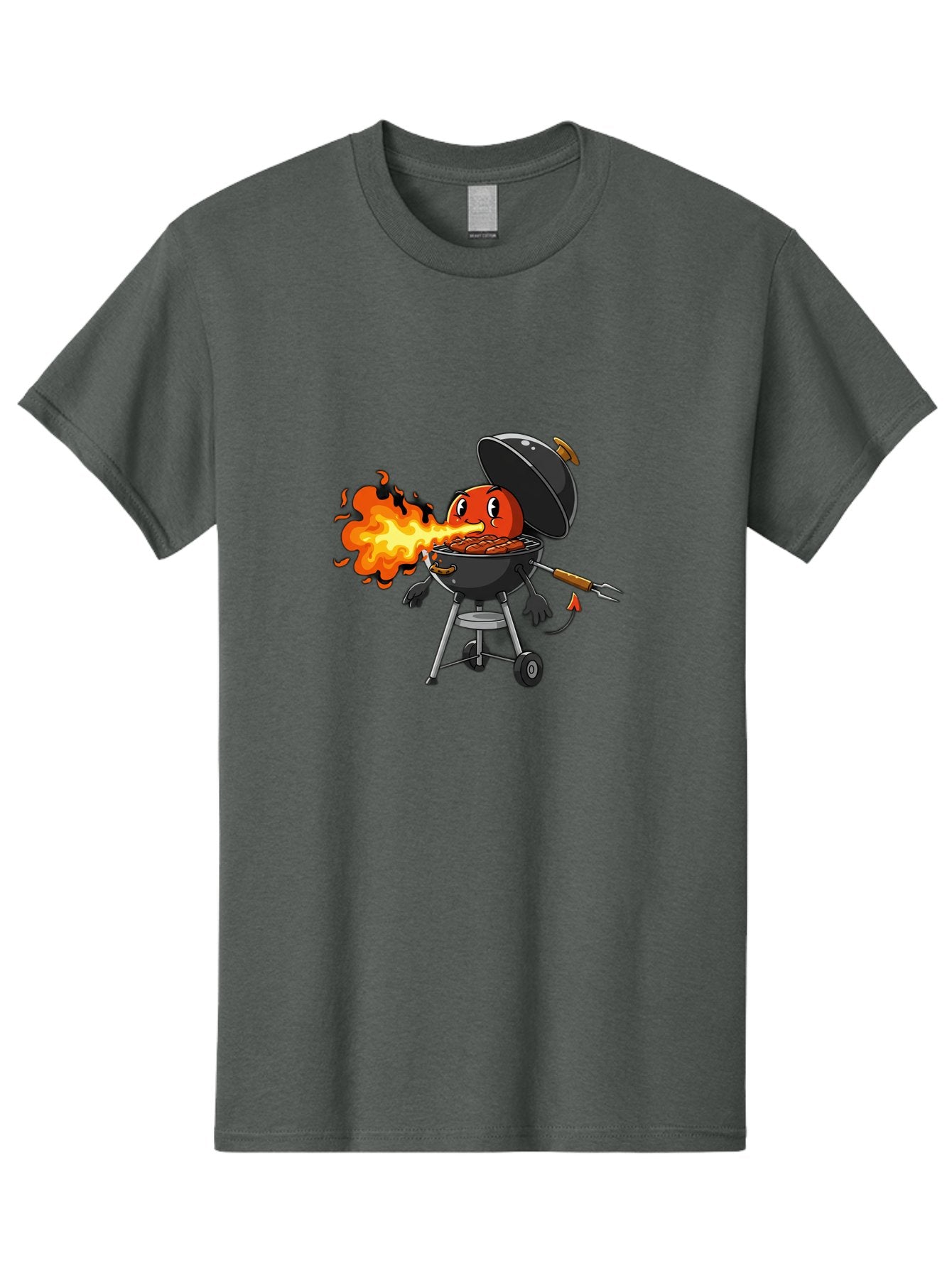 Tomato-In-Grill Men'S Graphic Tee, 100% Cotton, Comfortable Casual Summer Wear, Machine Washable, Tomato Grilling On Barbecue, Cartoon Character, Chef Illustration, Kitchen Humor, Funny Food, Barbecue Cooking, Comical Vegetable, Sizzling Hot Bac523 14