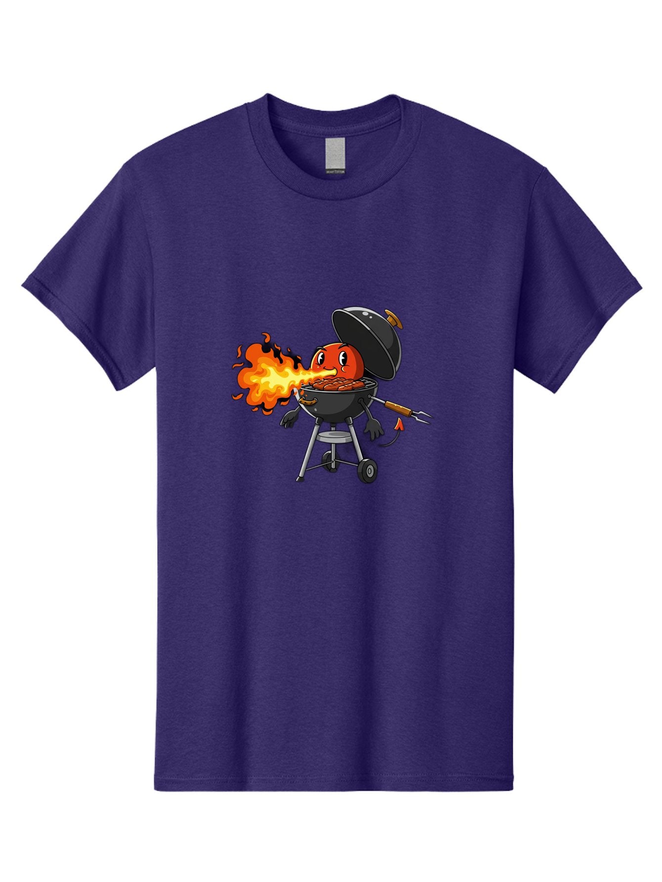 Tomato-In-Grill Men'S Graphic Tee, 100% Cotton, Comfortable Casual Summer Wear, Machine Washable, Tomato Grilling On Barbecue, Cartoon Character, Chef Illustration, Kitchen Humor, Funny Food, Barbecue Cooking, Comical Vegetable, Sizzling Hot Bac523 11