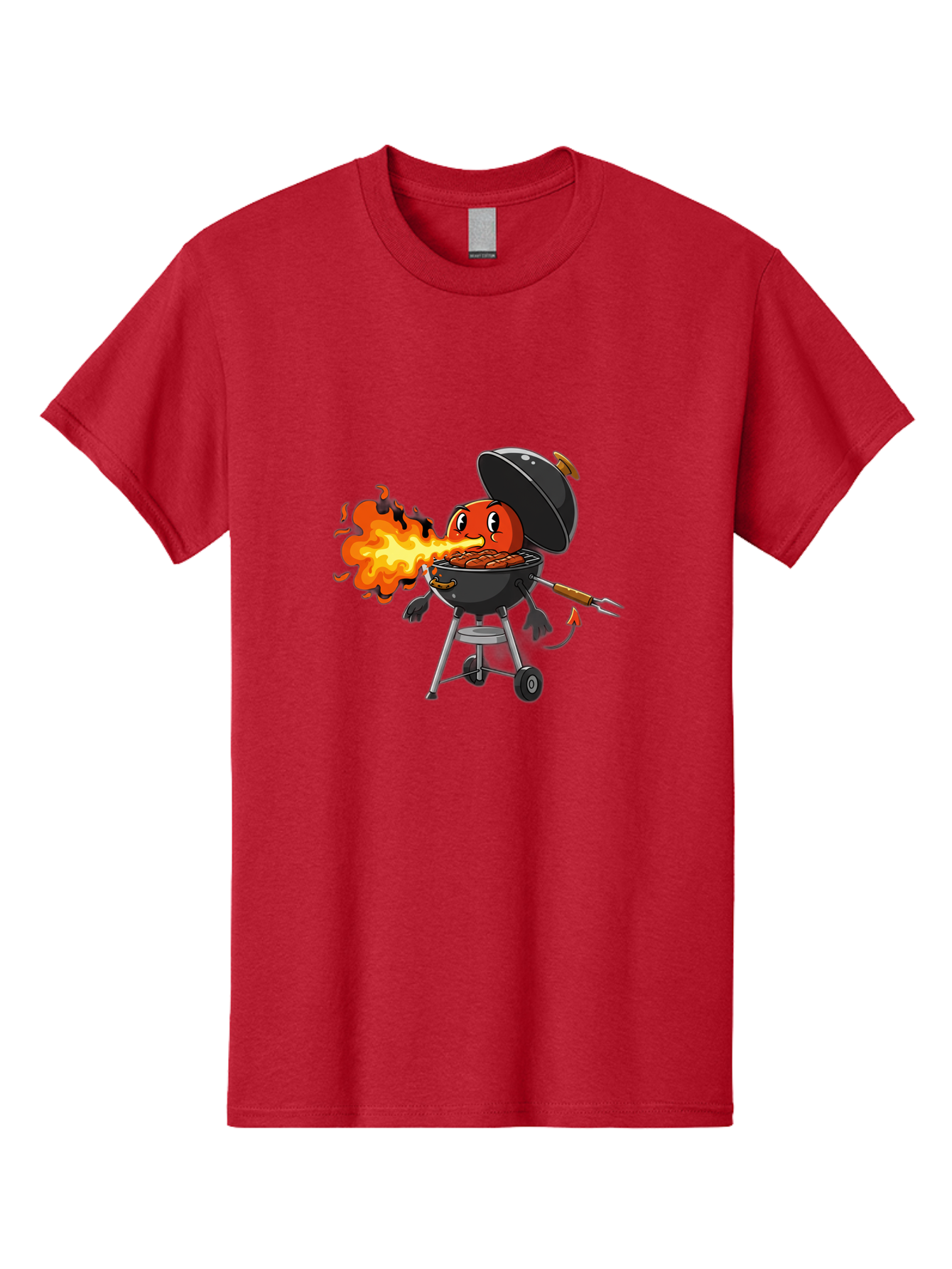 Tomato-In-Grill Men'S Graphic Tee, 100% Cotton, Comfortable Casual Summer Wear, Machine Washable, Tomato Grilling On Barbecue, Cartoon Character, Chef Illustration, Kitchen Humor, Funny Food, Barbecue Cooking, Comical Vegetable, Sizzling Hot Bac523 3