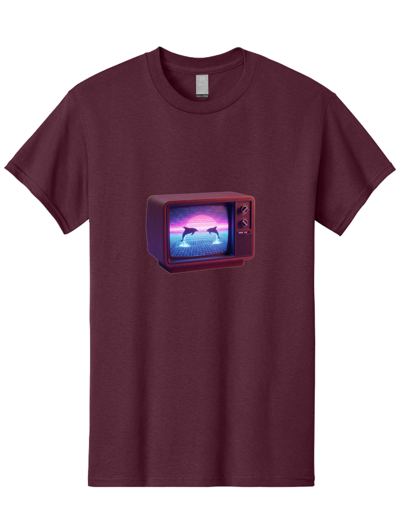 Two-Dolphins Men'S Graphic Tee, 100% Cotton, Comfortable Casual Summer Wear, Machine Washable, Retro Television, Vaporwave Aesthetic, Pixel Art, Dolphins, Sunset, 80S Nostalgia, Pixelated Graphics, Synthwave, Retrofuturism, Old School Tv Bac526 10