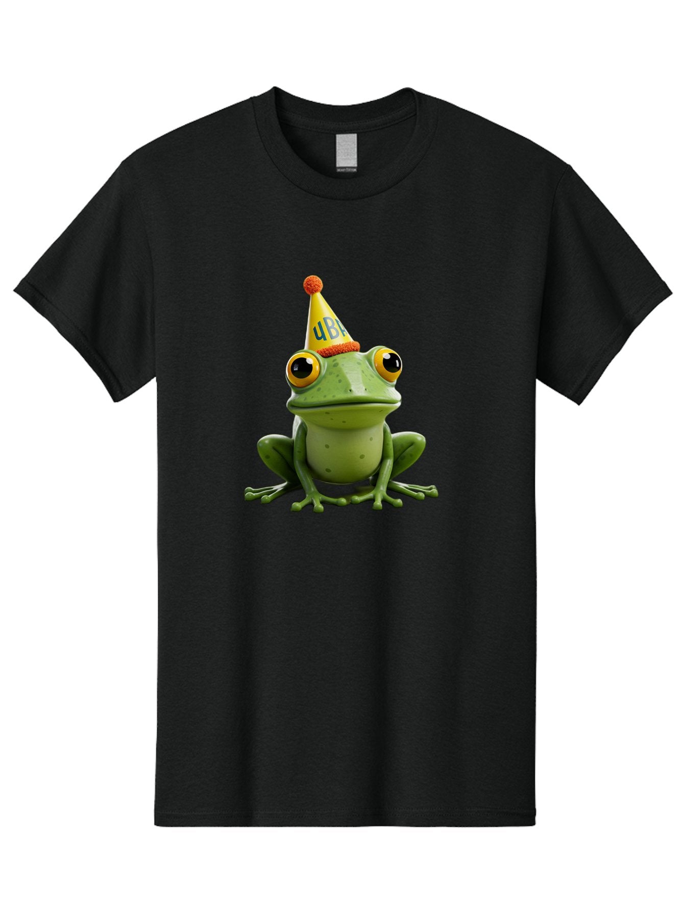 Ube-Frog Men'S Graphic Tee, 100% Cotton, Comfortable Casual Summer Wear, Machine Washable, Cartoon Frog, Party Hat, Funny Animal, Quirky Character, Amusement, Comical Illustration, Festive Vibe, Humor, Meme Inspiration, Entertaining Graphic Bac530 6