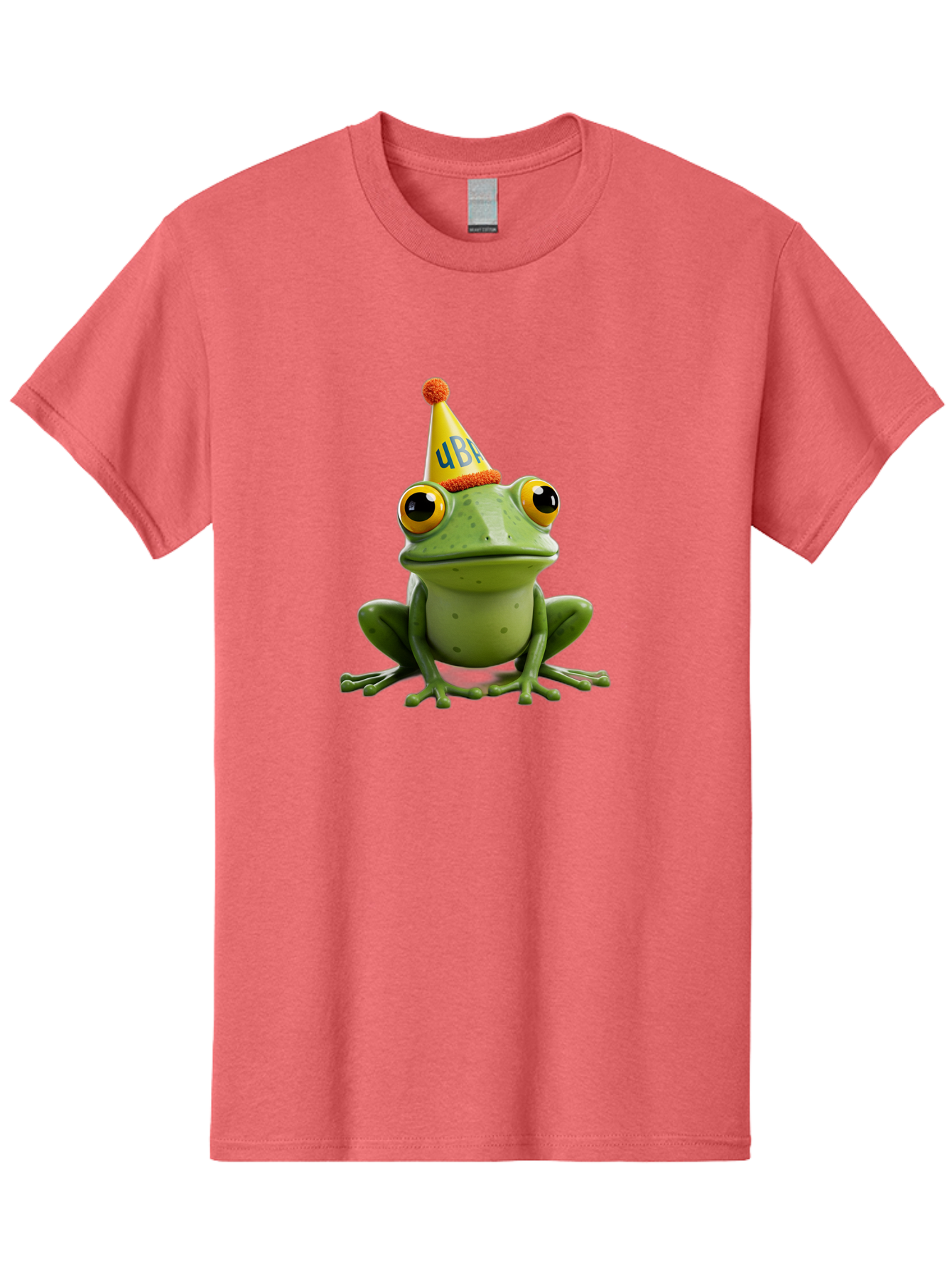 Ube-Frog Men'S Graphic Tee, 100% Cotton, Comfortable Casual Summer Wear, Machine Washable, Cartoon Frog, Party Hat, Funny Animal, Quirky Character, Amusement, Comical Illustration, Festive Vibe, Humor, Meme Inspiration, Entertaining Graphic Bac530 9