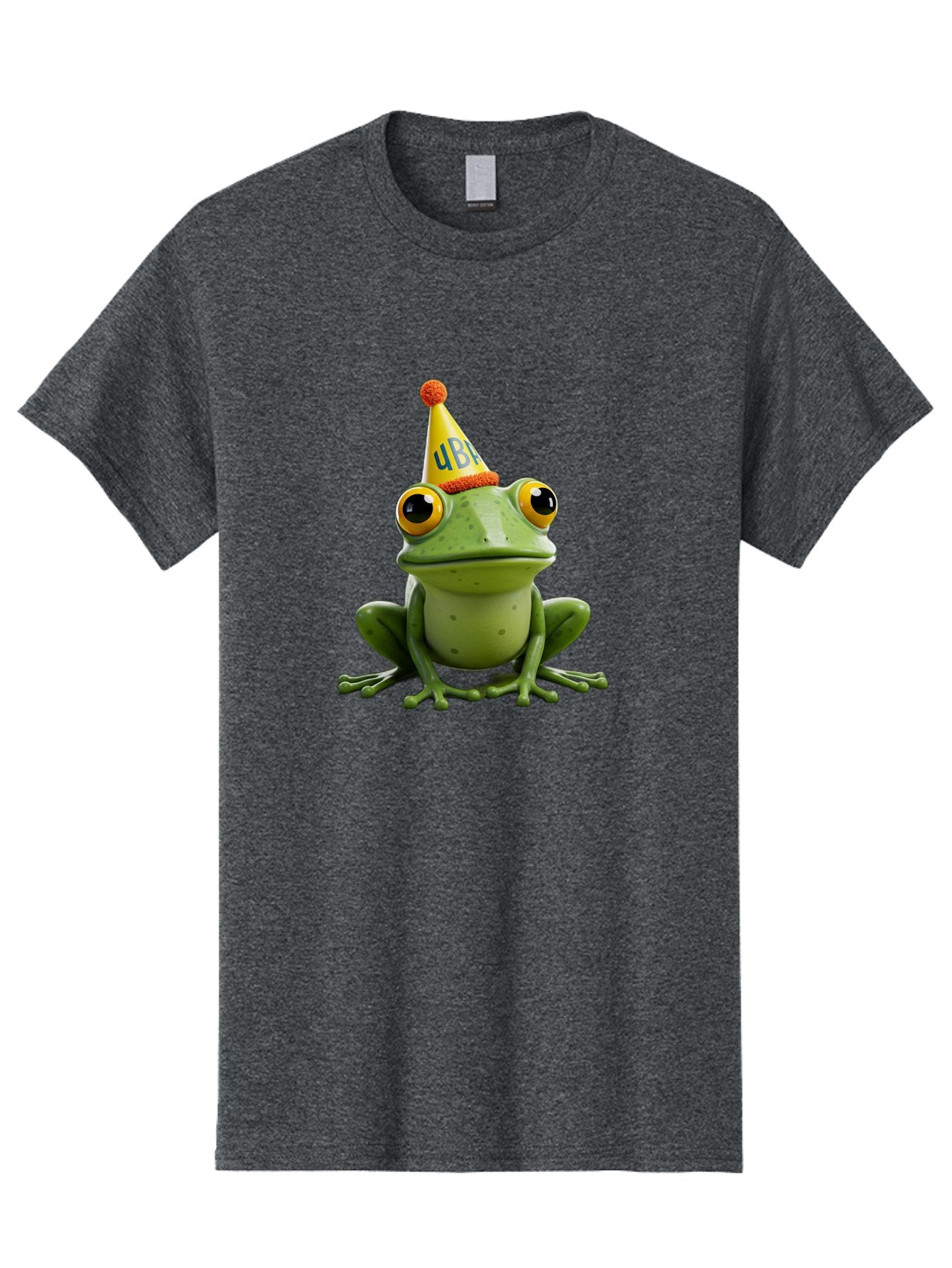 Ube-Frog Men'S Graphic Tee, 100% Cotton, Comfortable Casual Summer Wear, Machine Washable, Cartoon Frog, Party Hat, Funny Animal, Quirky Character, Amusement, Comical Illustration, Festive Vibe, Humor, Meme Inspiration, Entertaining Graphic Bac530