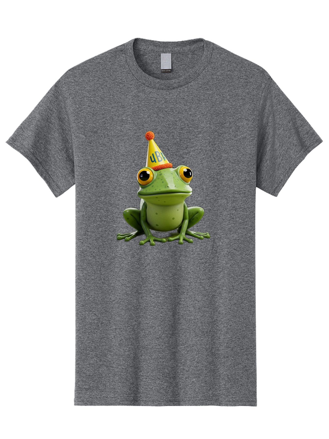 Ube-Frog Men'S Graphic Tee, 100% Cotton, Comfortable Casual Summer Wear, Machine Washable, Cartoon Frog, Party Hat, Funny Animal, Quirky Character, Amusement, Comical Illustration, Festive Vibe, Humor, Meme Inspiration, Entertaining Graphic Bac530 7