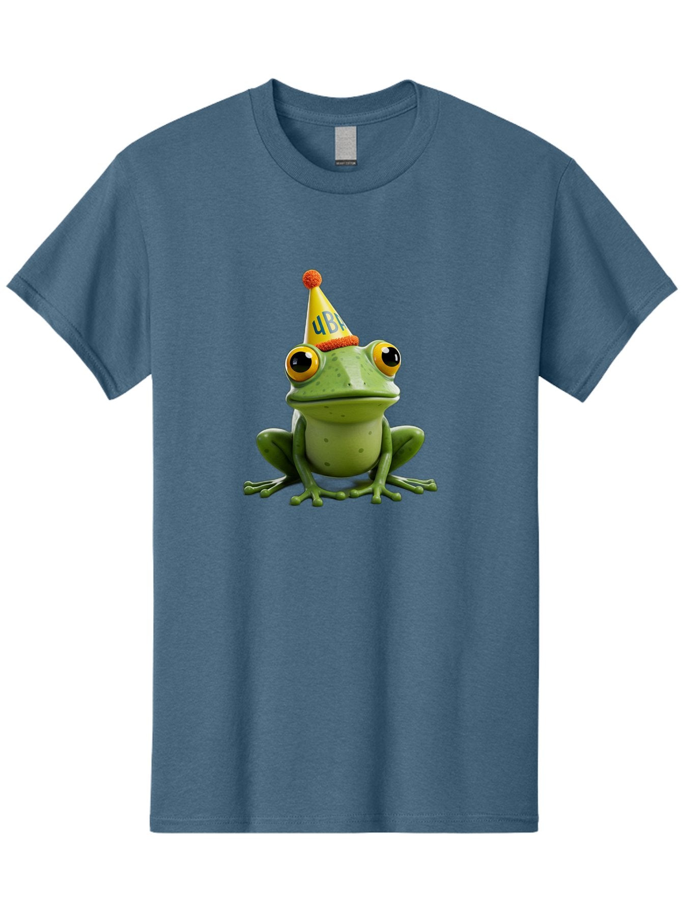 Ube-Frog Men'S Graphic Tee, 100% Cotton, Comfortable Casual Summer Wear, Machine Washable, Cartoon Frog, Party Hat, Funny Animal, Quirky Character, Amusement, Comical Illustration, Festive Vibe, Humor, Meme Inspiration, Entertaining Graphic Bac530 9