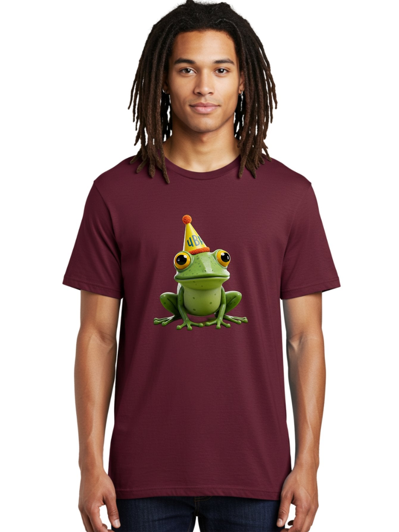 Ube-Frog Men'S Graphic Tee, 100% Cotton, Comfortable Casual Summer Wear, Machine Washable, Cartoon Frog, Party Hat, Funny Animal, Quirky Character, Amusement, Comical Illustration, Festive Vibe, Humor, Meme Inspiration, Entertaining Graphic Bac530 21