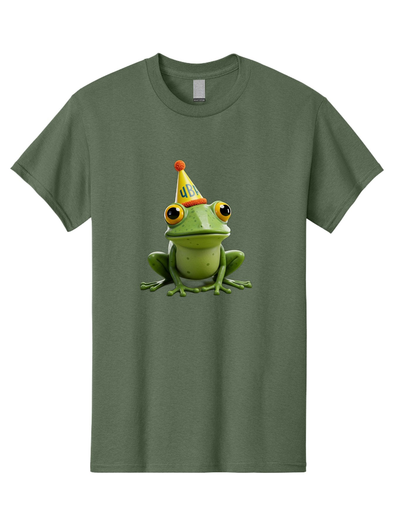 Ube-Frog Men'S Graphic Tee, 100% Cotton, Comfortable Casual Summer Wear, Machine Washable, Cartoon Frog, Party Hat, Funny Animal, Quirky Character, Amusement, Comical Illustration, Festive Vibe, Humor, Meme Inspiration, Entertaining Graphic Bac530 12