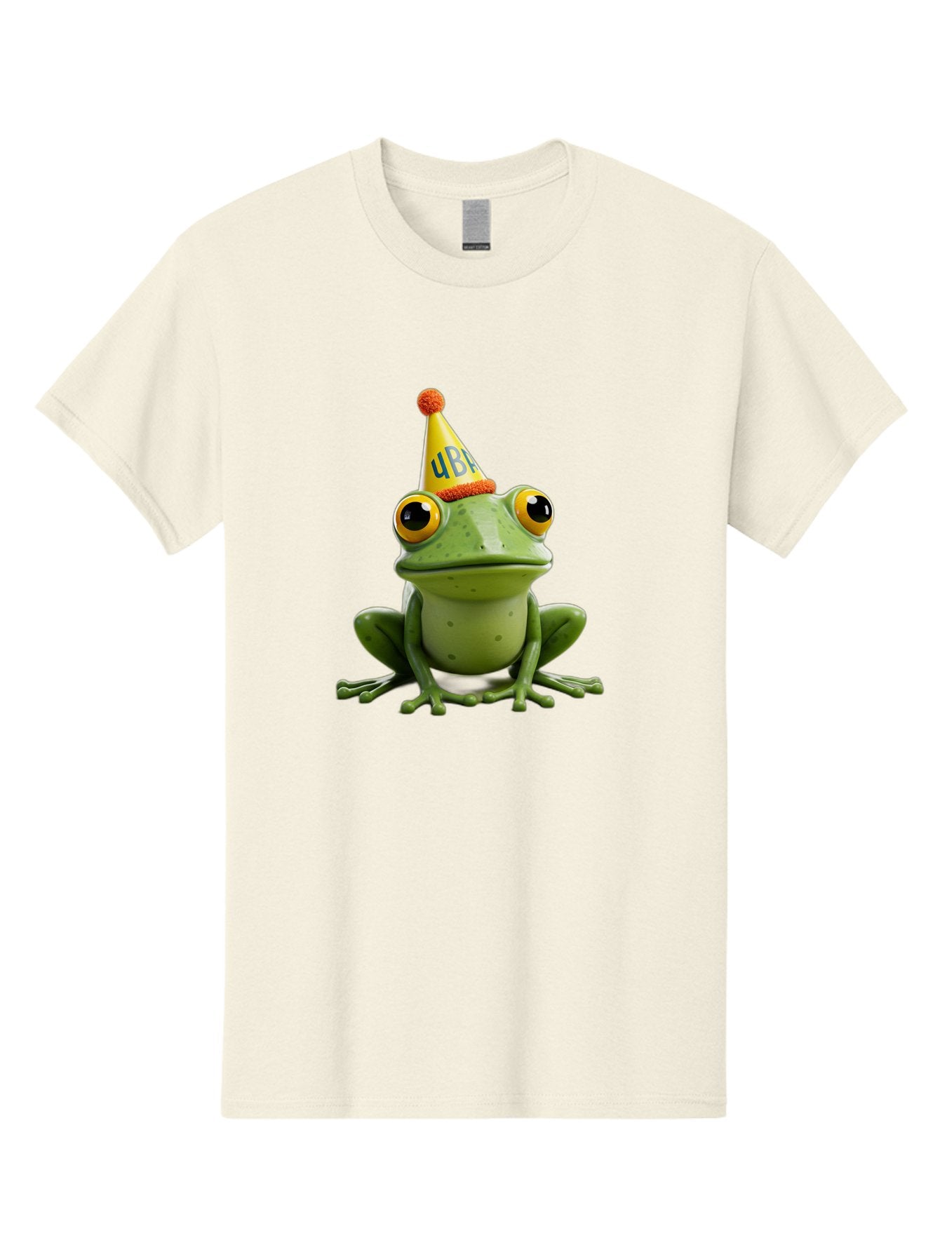 Ube-Frog Men'S Graphic Tee, 100% Cotton, Comfortable Casual Summer Wear, Machine Washable, Cartoon Frog, Party Hat, Funny Animal, Quirky Character, Amusement, Comical Illustration, Festive Vibe, Humor, Meme Inspiration, Entertaining Graphic Bac530 4