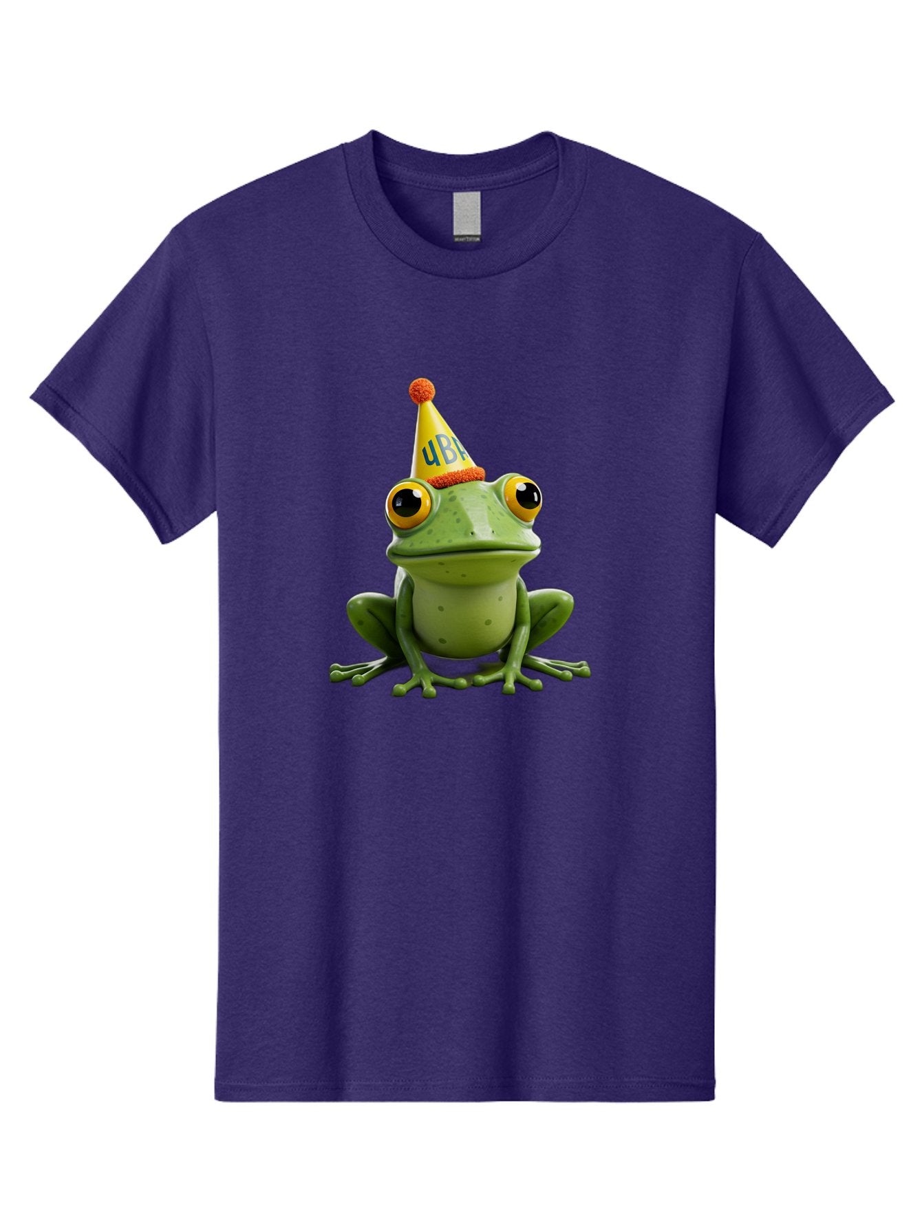 Ube-Frog Men'S Graphic Tee, 100% Cotton, Comfortable Casual Summer Wear, Machine Washable, Cartoon Frog, Party Hat, Funny Animal, Quirky Character, Amusement, Comical Illustration, Festive Vibe, Humor, Meme Inspiration, Entertaining Graphic Bac530 8
